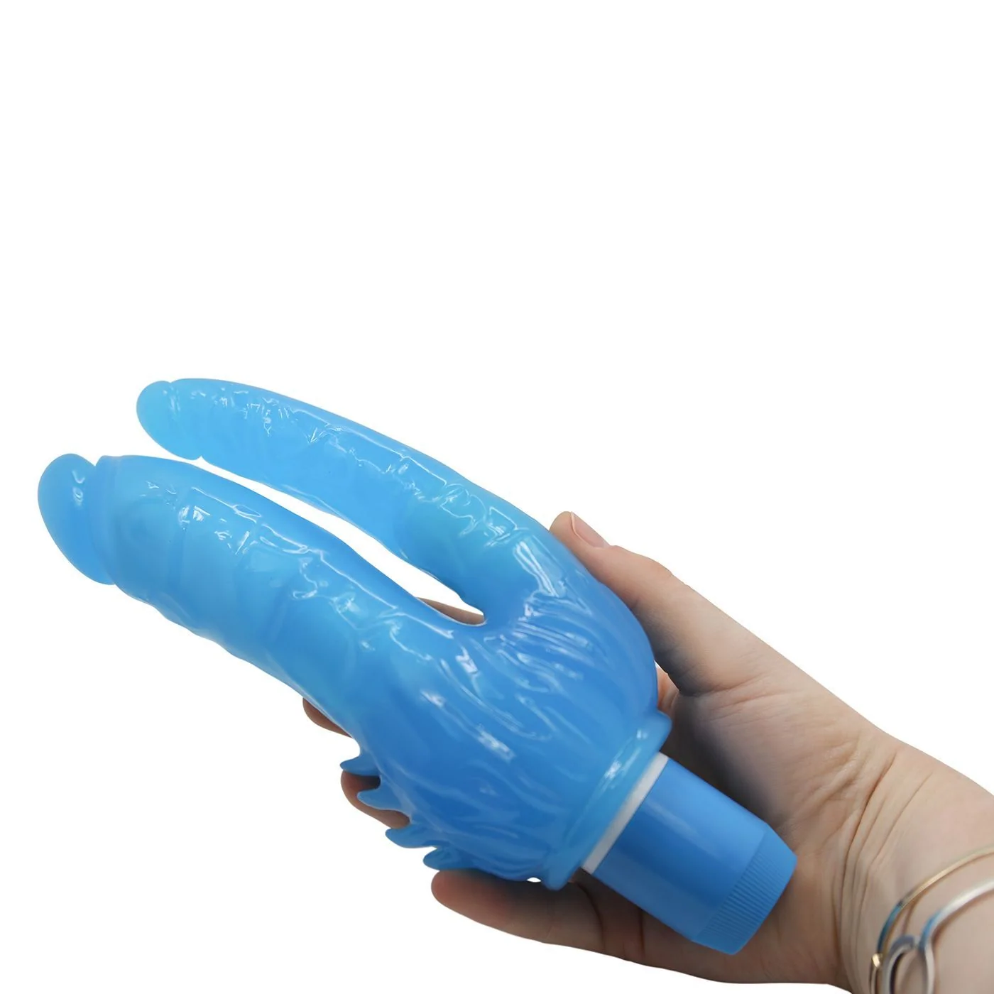 阴蒂刺激双重插入振动假阳具 带血管纹果冻柱身