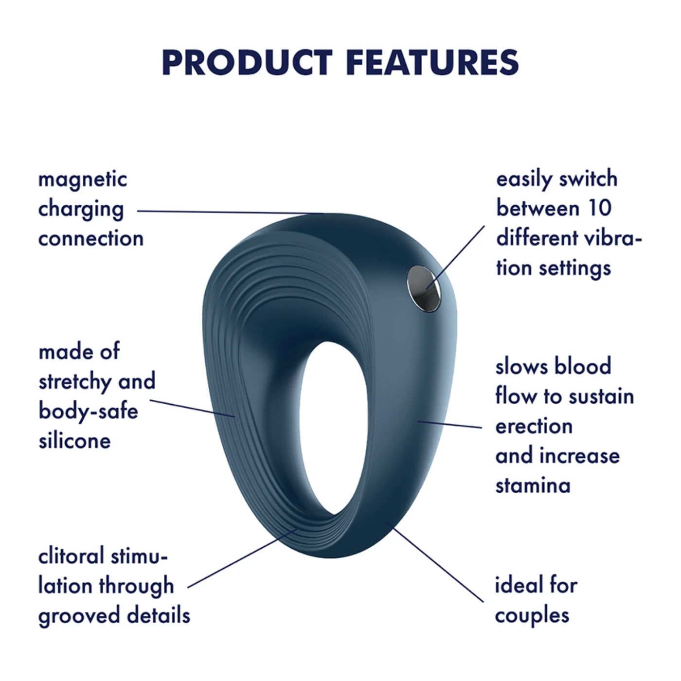 Satisfyer Power Ring Silicone Vibrating Cock Ring for Couples