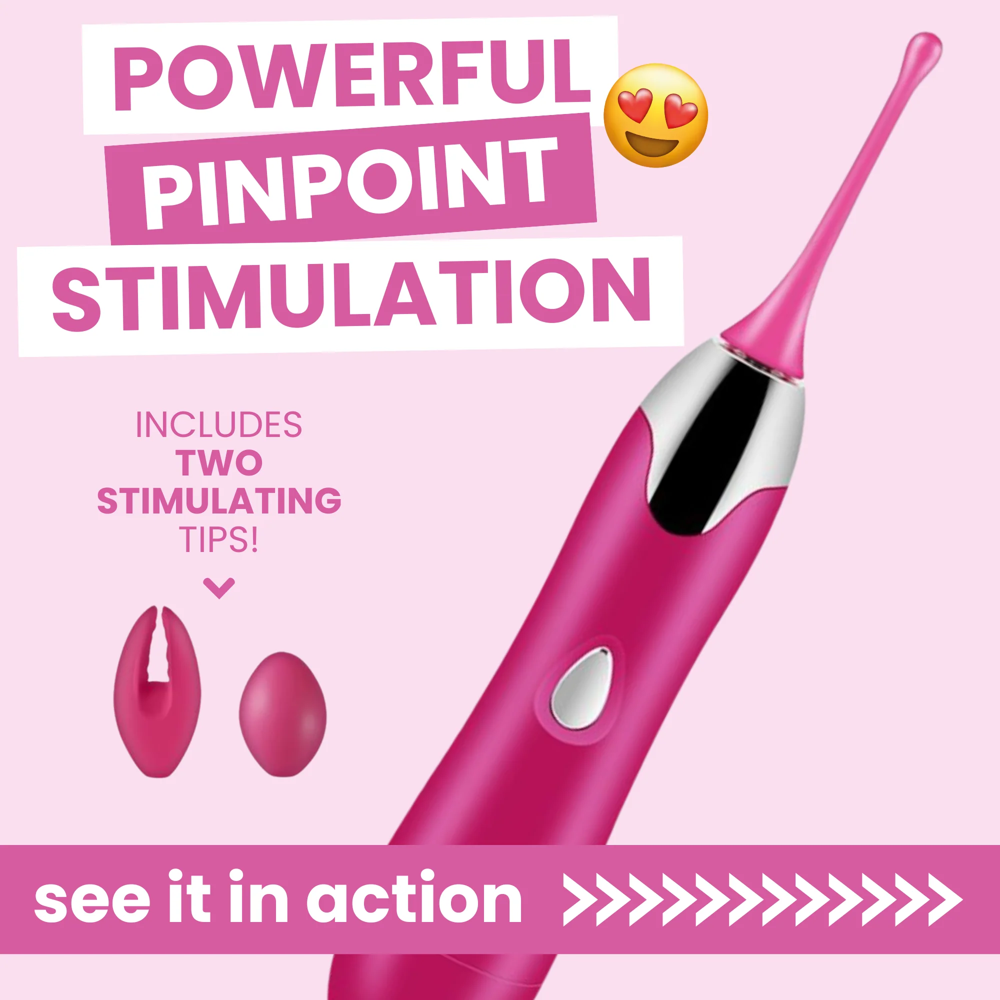 Pinpoint Multi-Use Massager With Two Attachments for Clit and Nipple Play