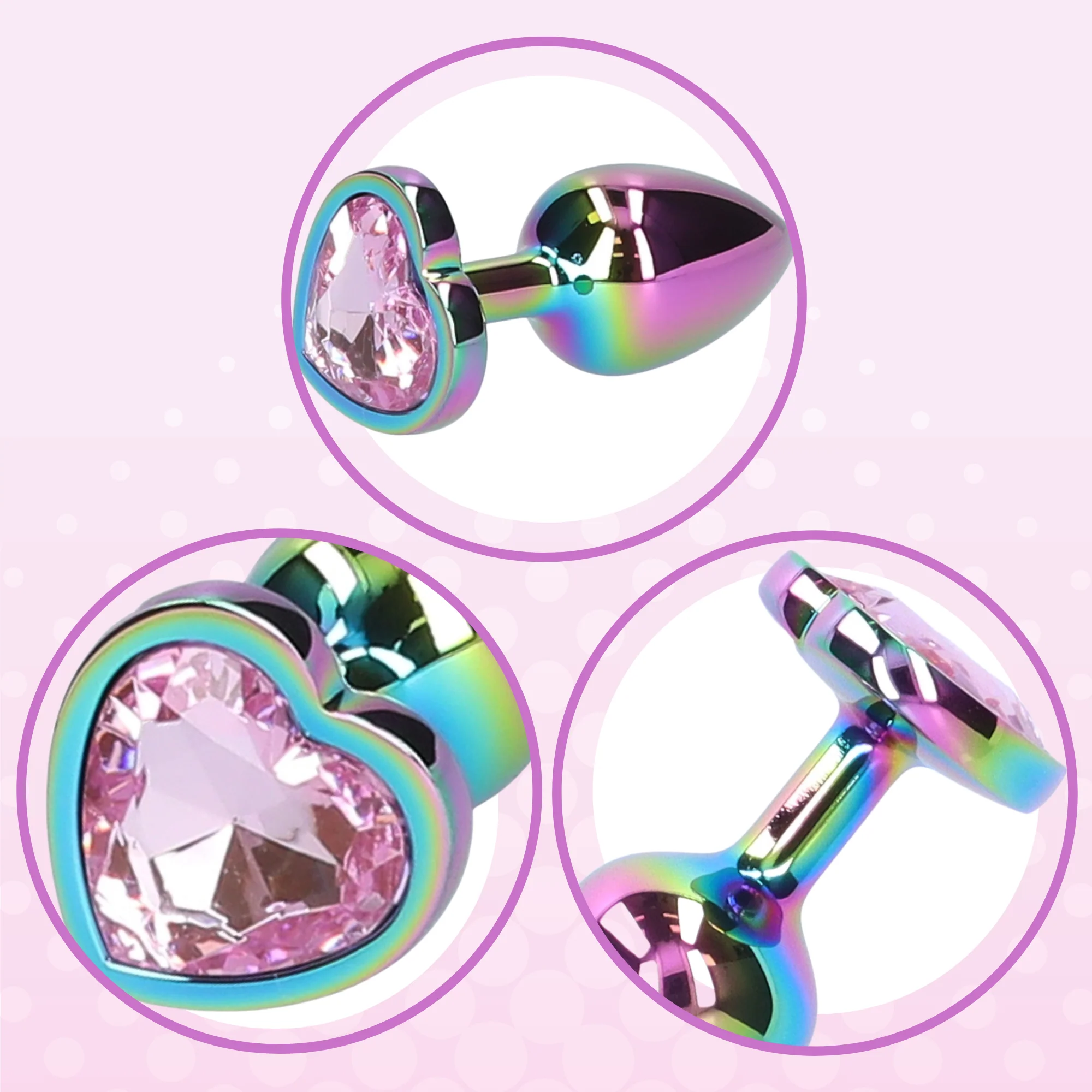 Rainbow Faux Jeweled Metal Butt Plug for Temperature Play