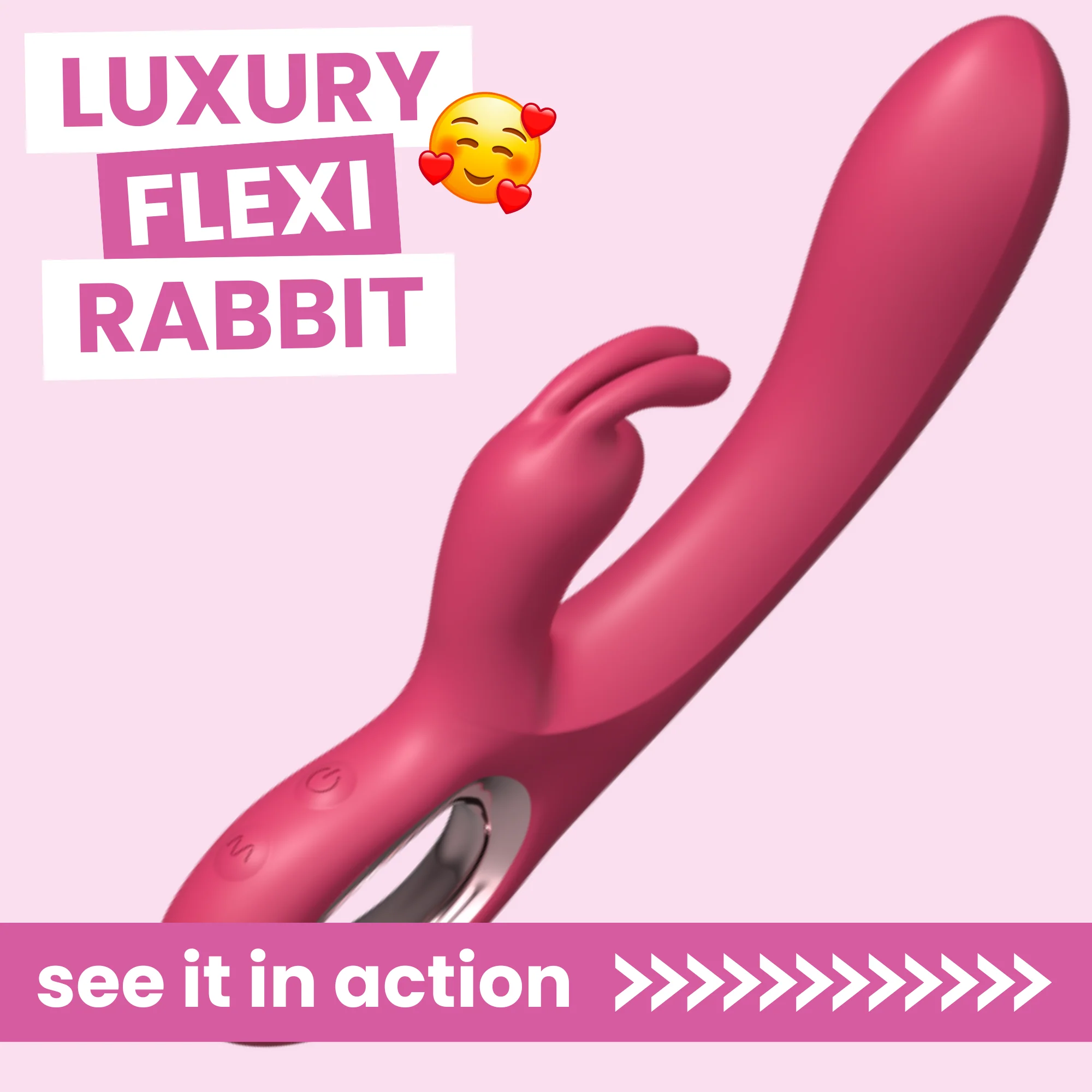 Red Rose Rabbit Bendable Silicone Vibrator with Dual Controls