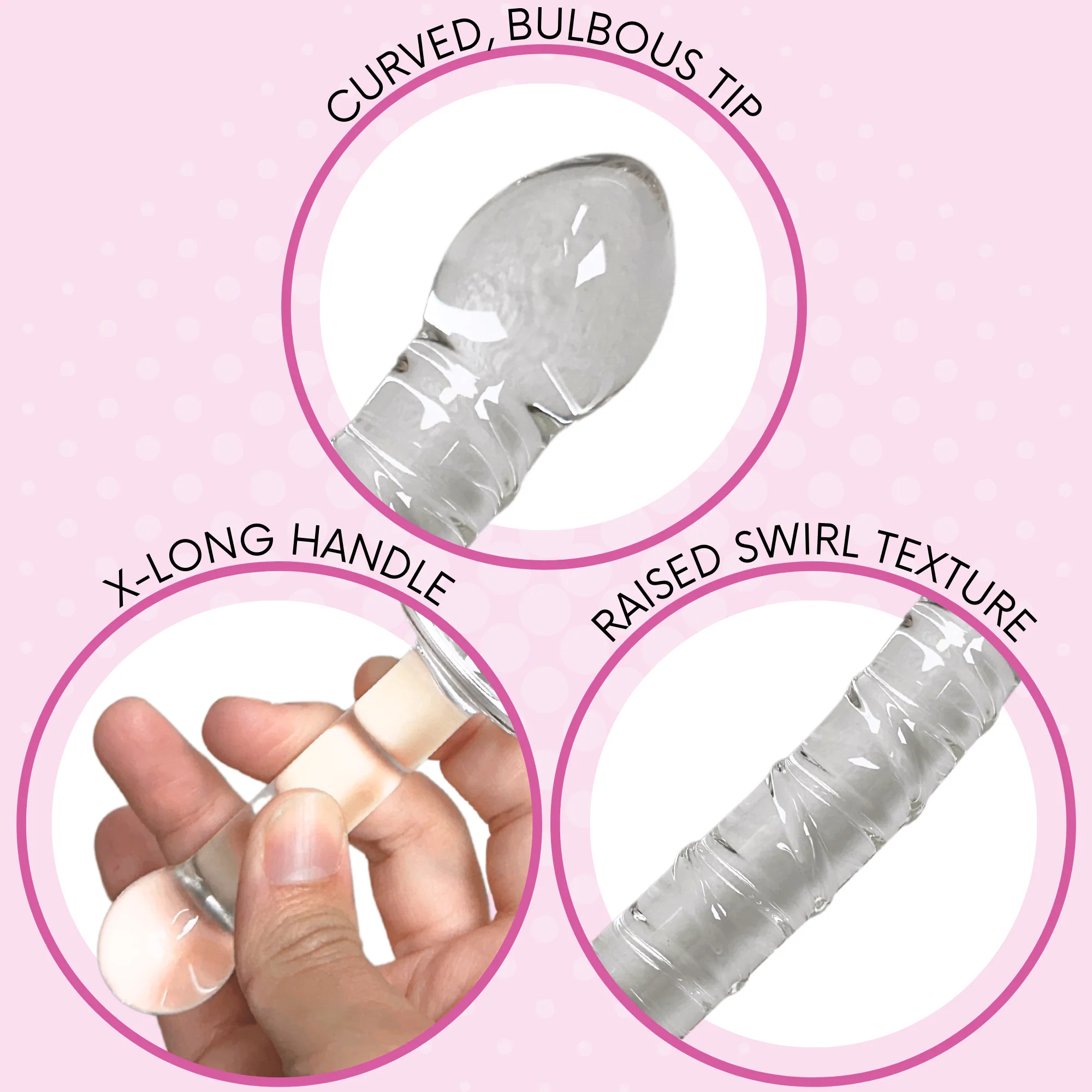 手工纹理玻璃假阳具 易握手柄