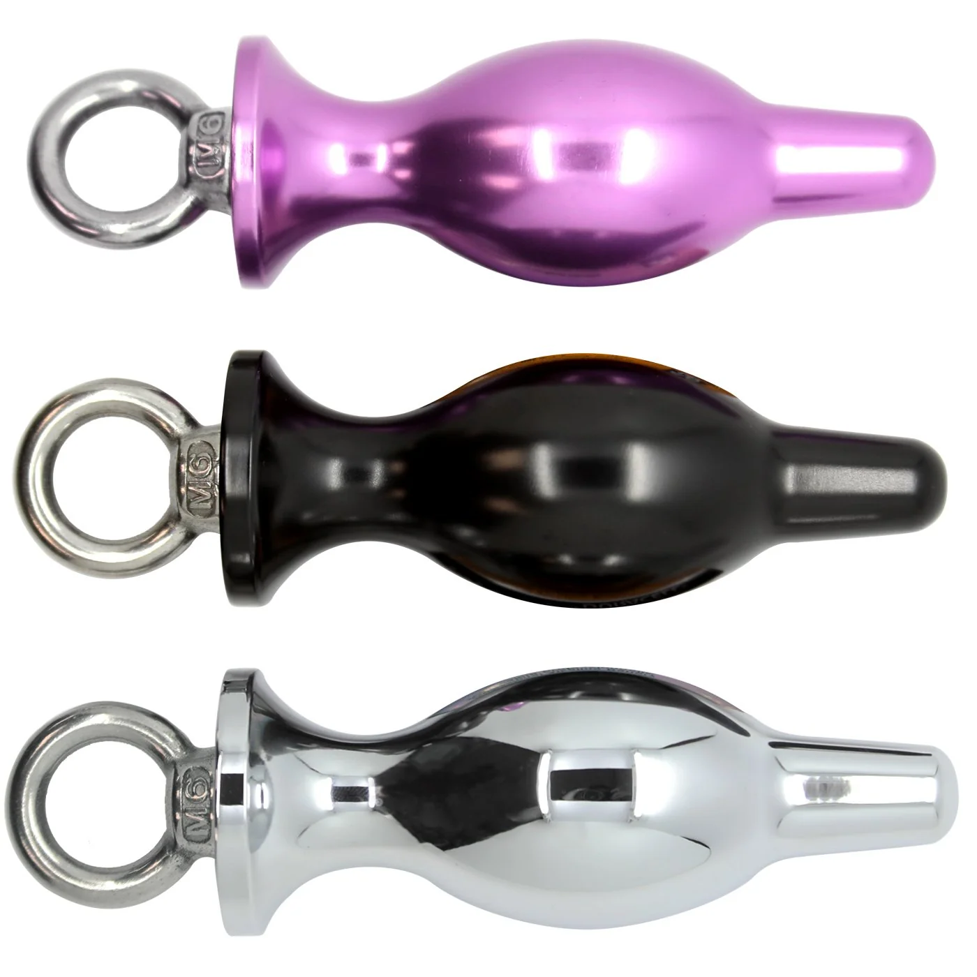 Weighted Metal Bulbed Anal Plug With Pull Ring