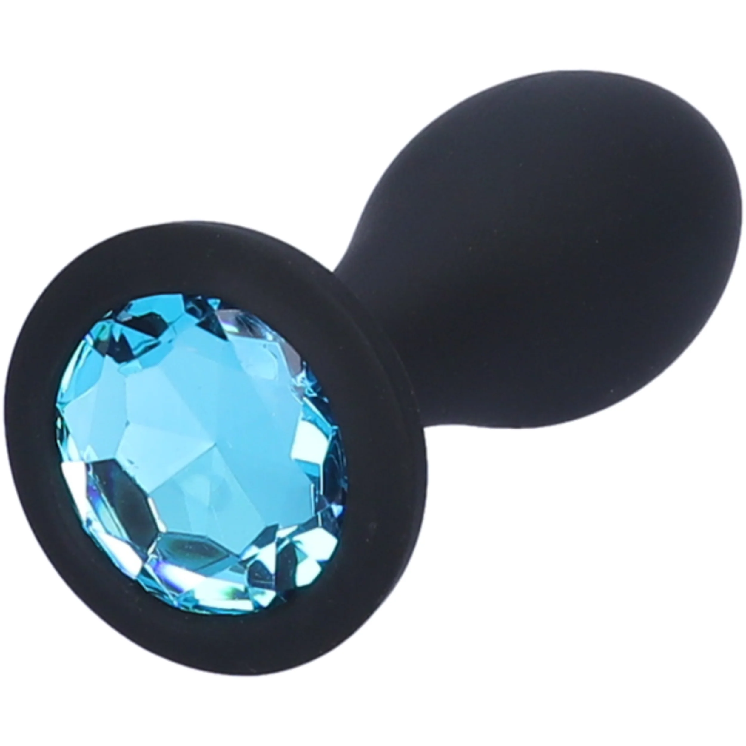 Bulbed Silicone Jewel Butt Plug With Removable Double-Sided Gem