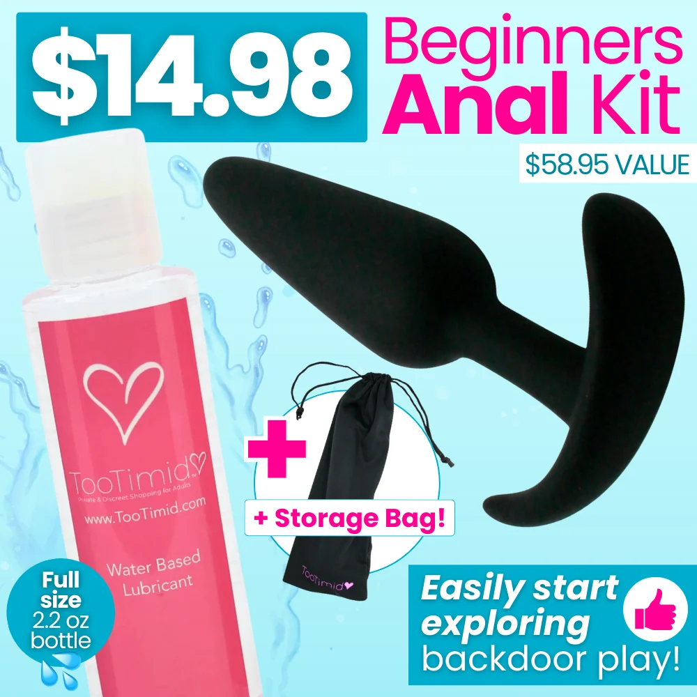 Beginner's Anal Kit with Silicone Plug, 2.2 Ounce Lube and Storage Bag