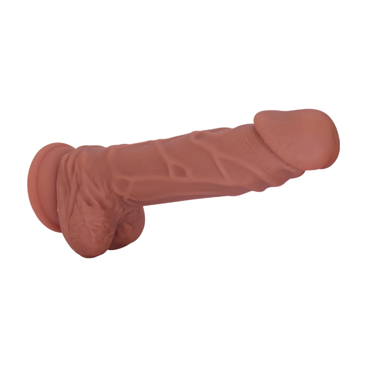Brown Realistic Suction Cup Dildo With Balls For Hands-Free Play