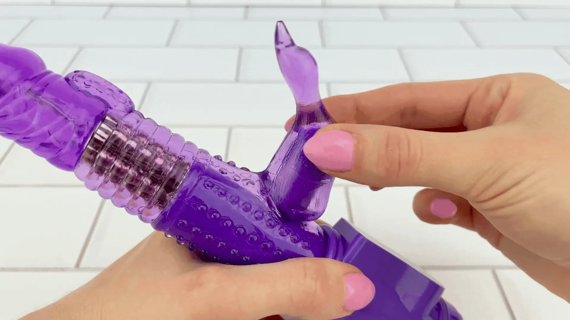 Rotating Dual Action Vibrator with Textured Shaft and Clitoral Stimulation