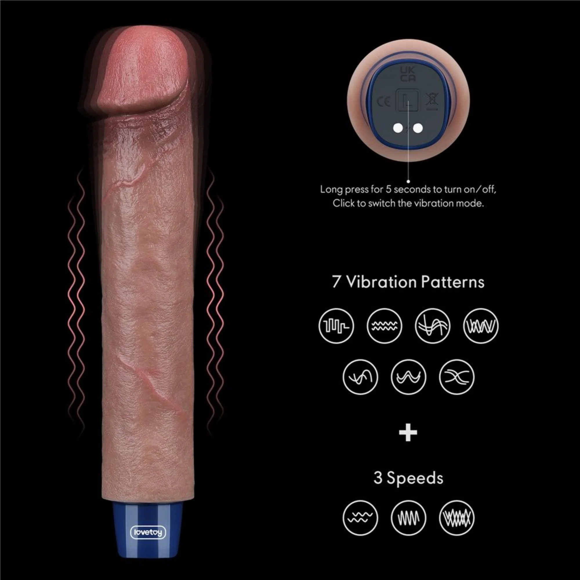 9" Real-Feel Dildo Vibrator - 100% Waterproof for Wet & Wild Play!