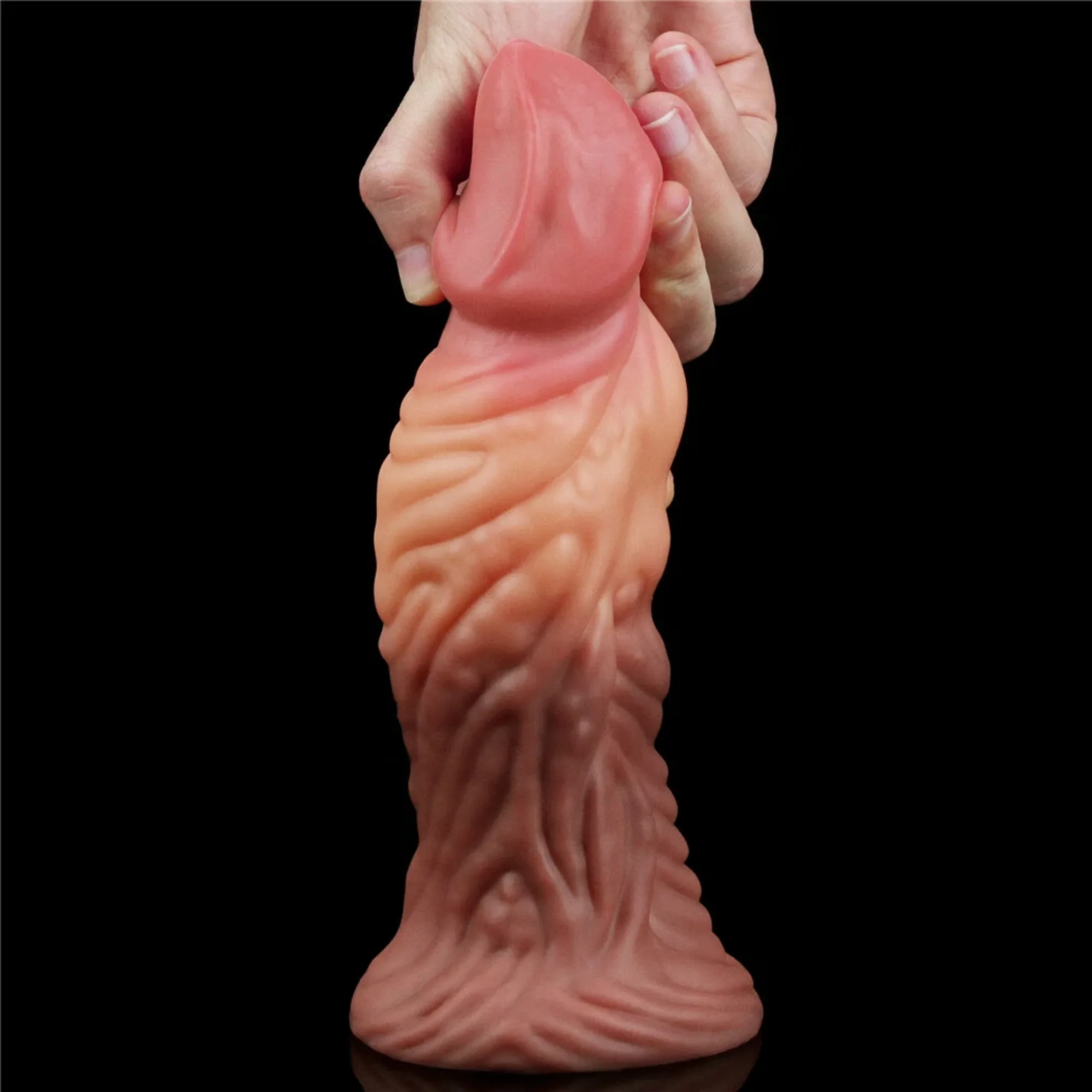 Dual-Density Textured Fantasy Dildo with Flared Base for Strap-On Play