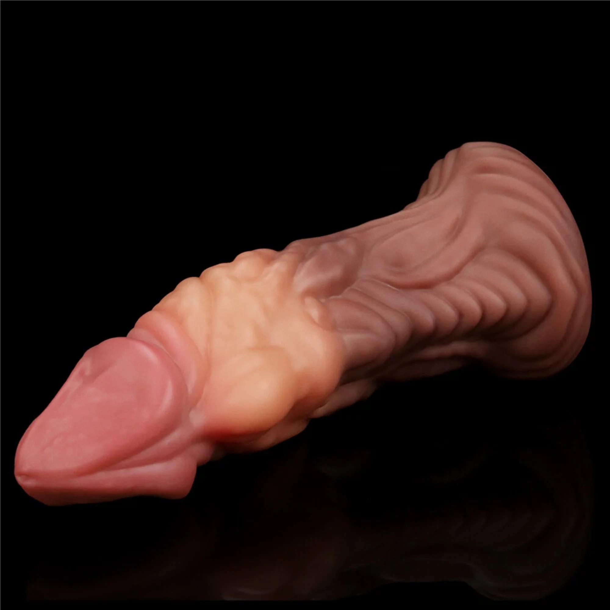 Dual-Density Textured Fantasy Dildo with Flared Base for Strap-On Play