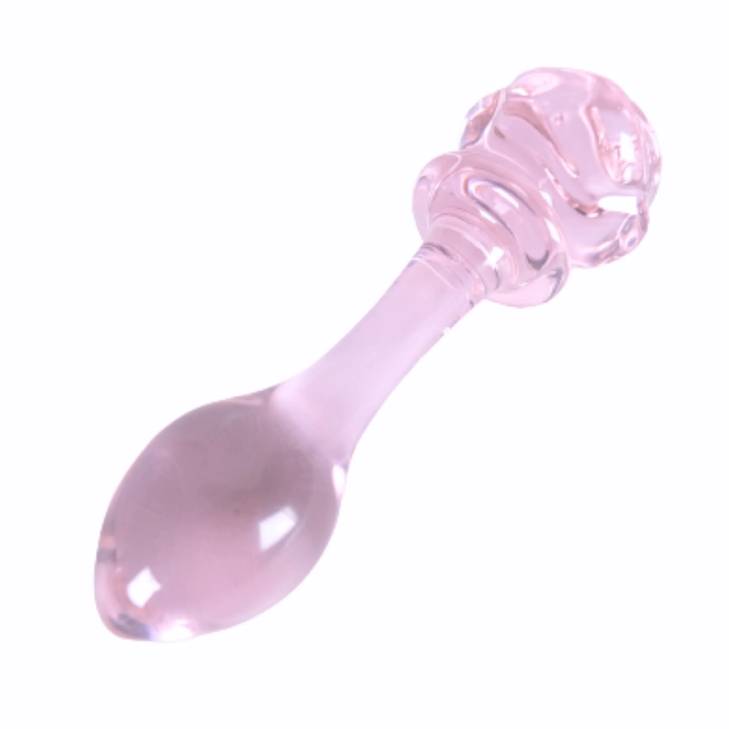 Smooth Glass Rose Anal Plug with Flared Base for Temperature Play