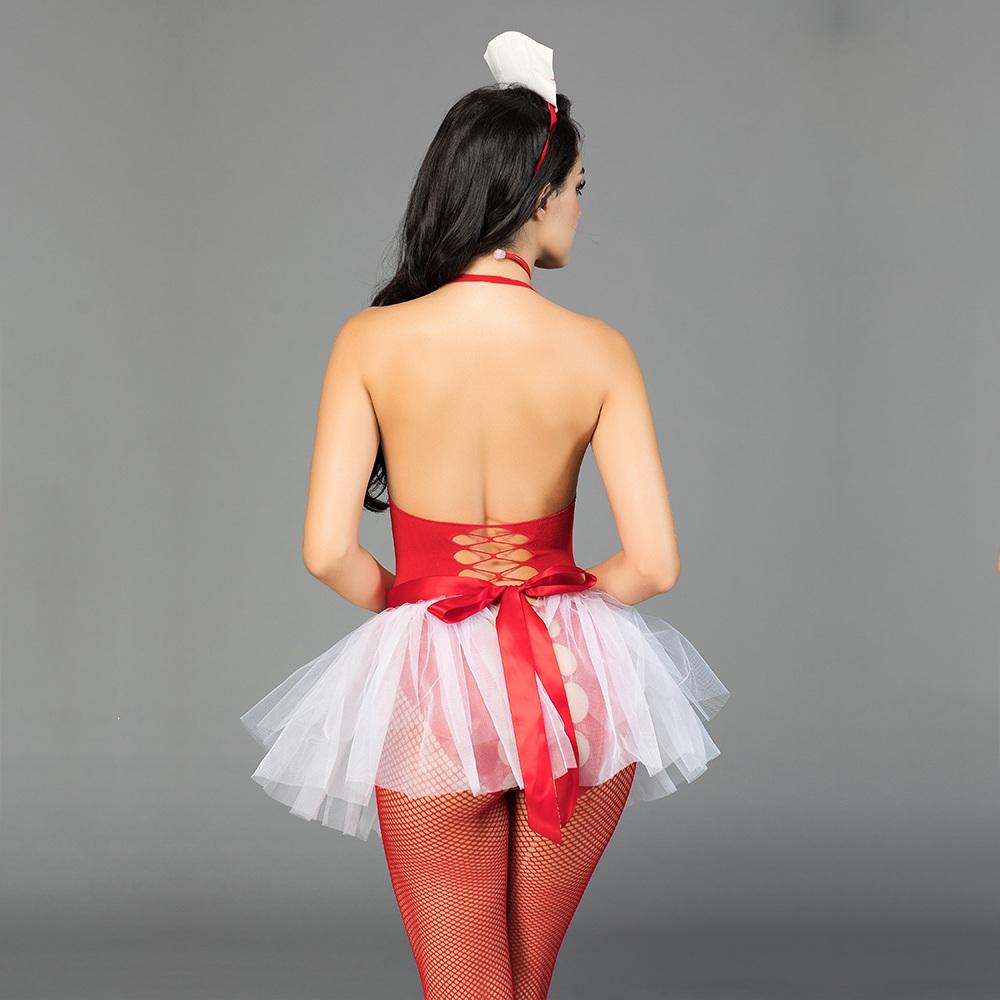 Nurse Bodystocking and Skirt Lingerie Set with Strappy Details