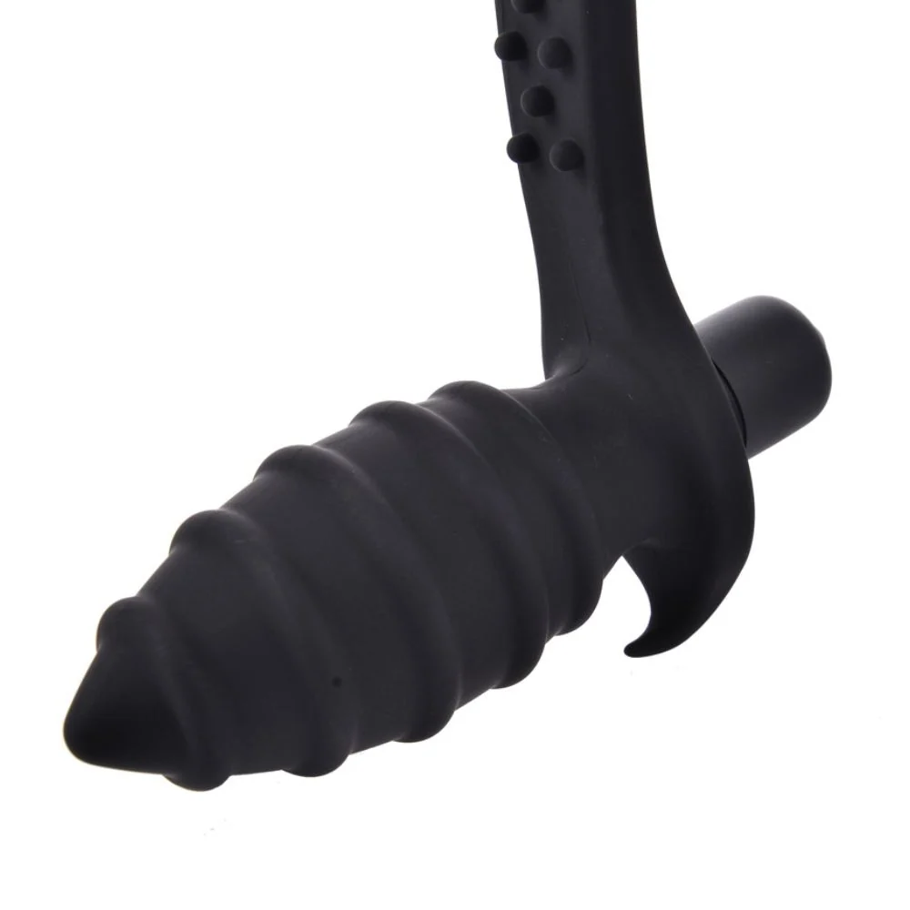 Rippled Vibrating Anal Plug with Cock Ring and Perineum Massager