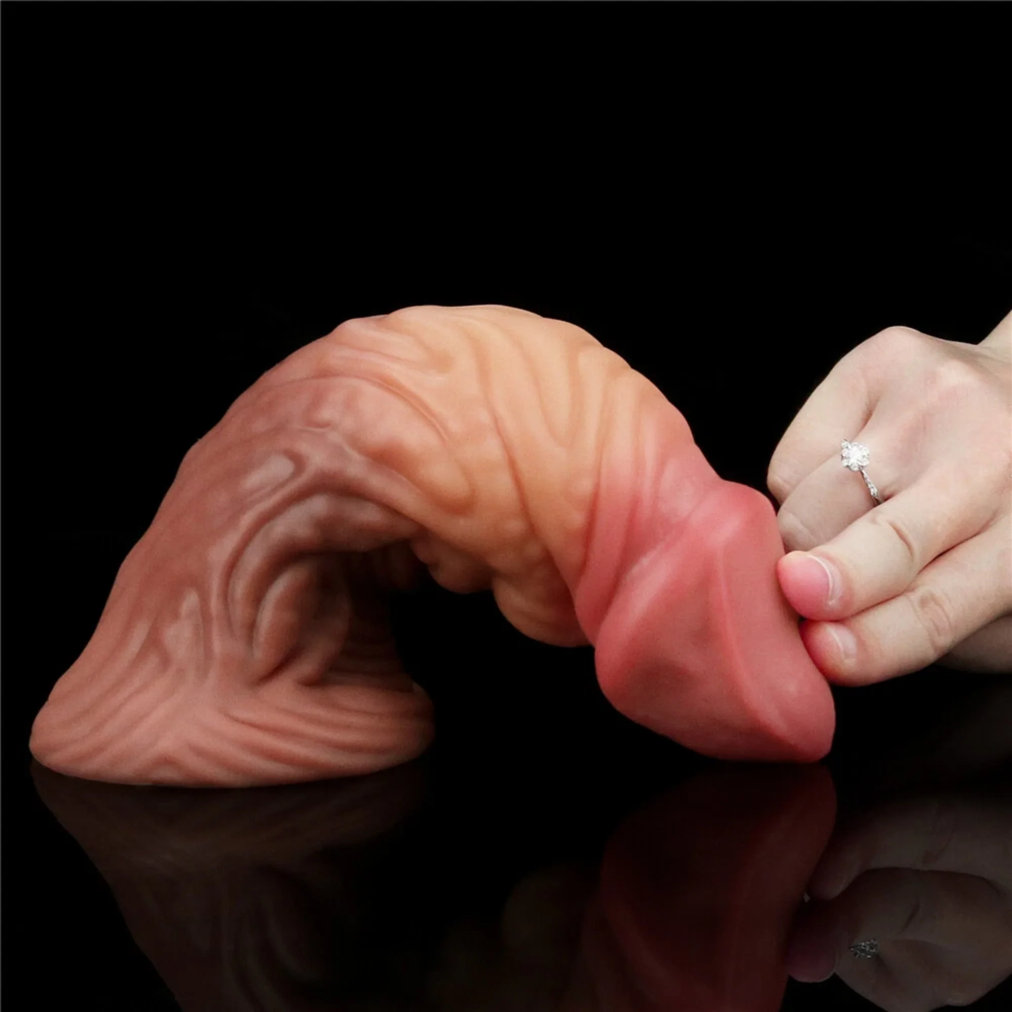 Dual-Density Textured Fantasy Dildo with Flared Base for Strap-On Play
