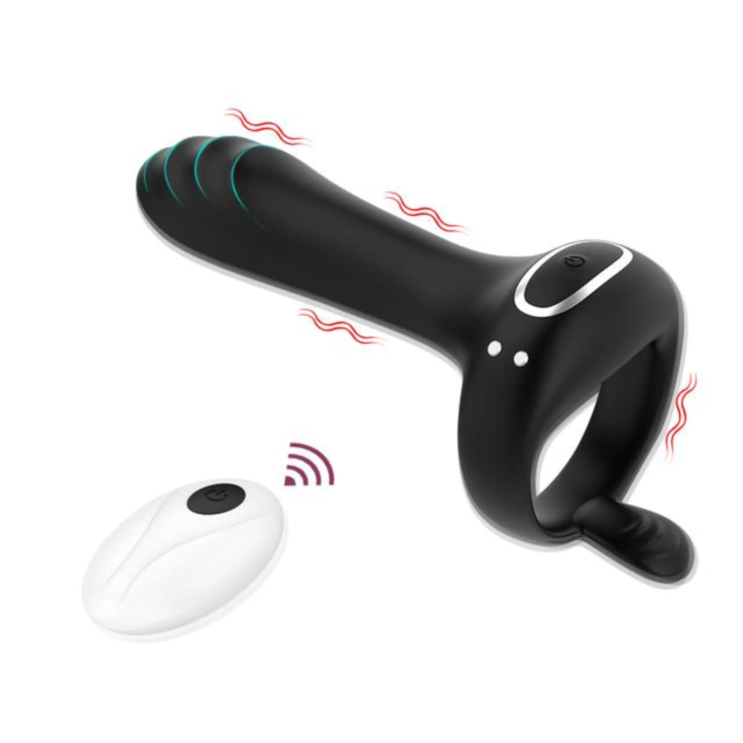 FLIRT Vibrating Silicone C-ring with G-Spot Stimulator & Ball Tickler