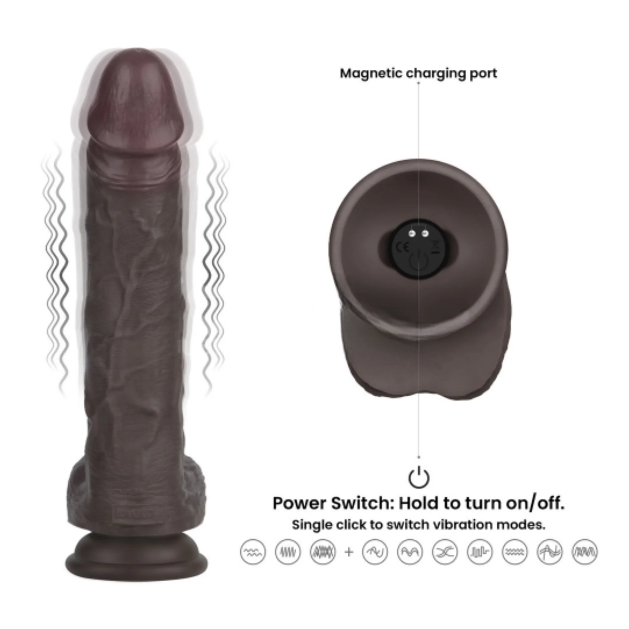 10" Vibrating Sliding Skin Pro II Silicone Dildo - Non-Vibrating Option Available