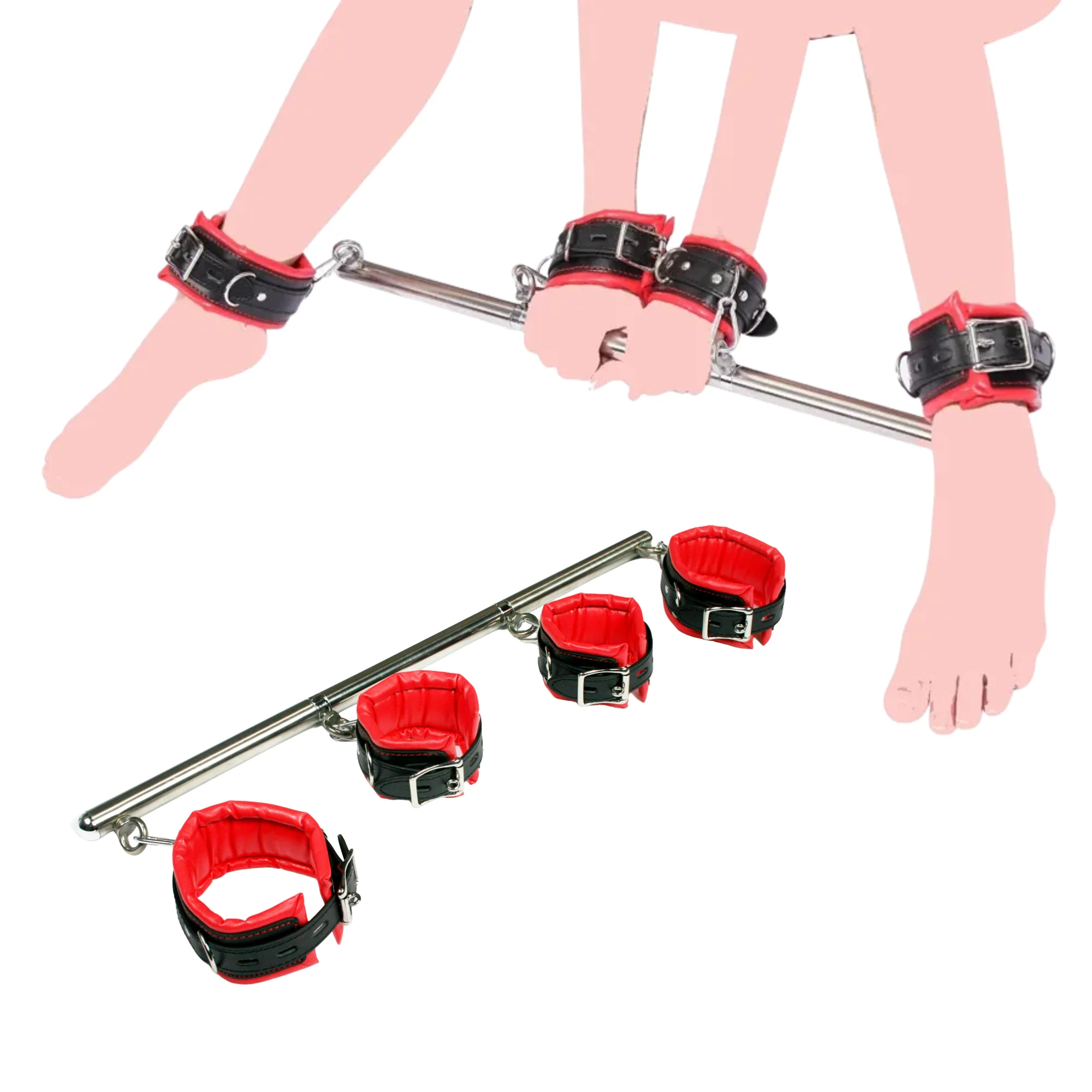 Expandable Bondage Spreader Bar and Cuff Set for Couples