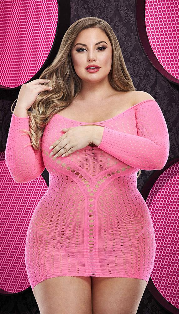 Long Sleeve Keyhole Mini Dress in Body-Hugging Fabric