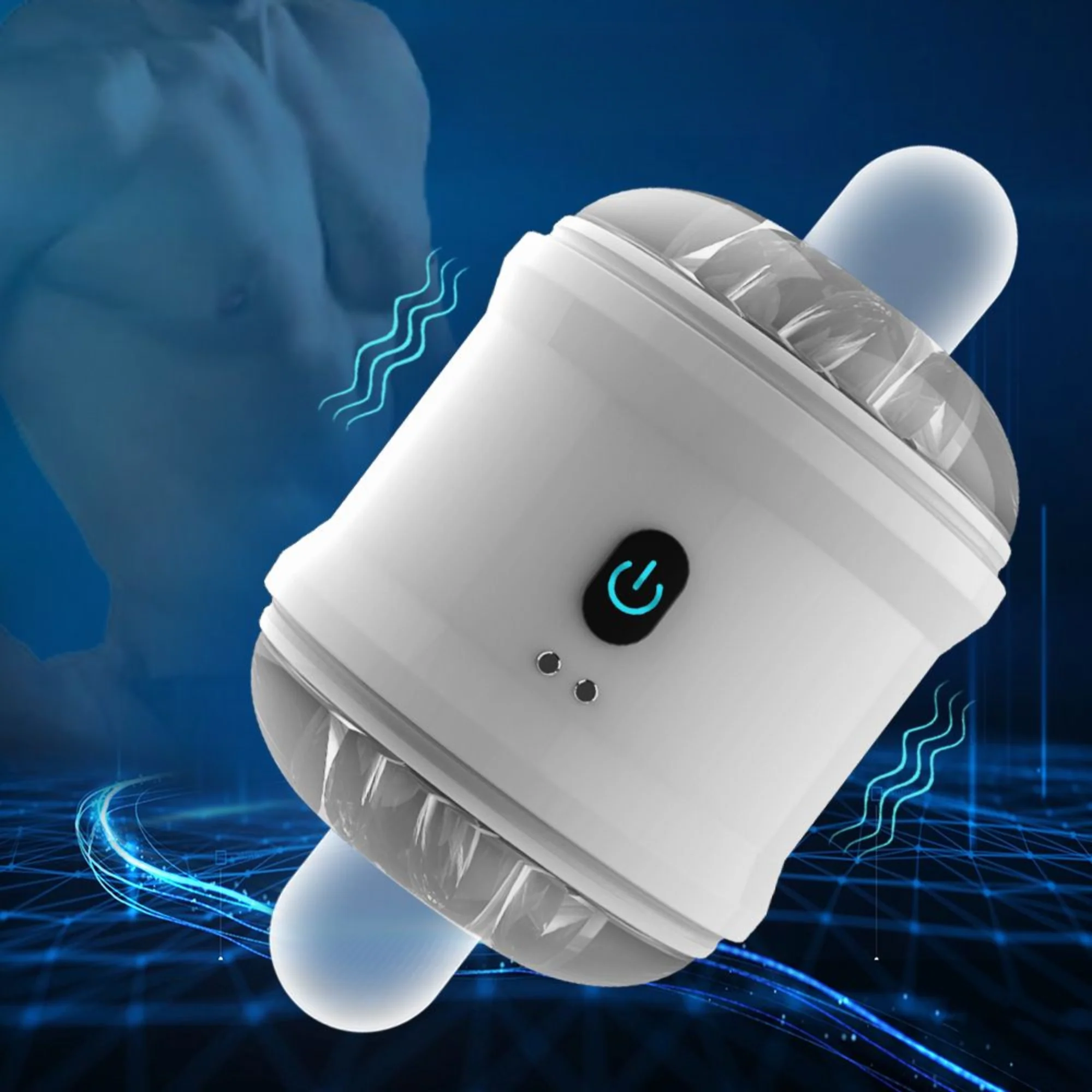 Open-Ended Vibrating Male Masturbator with Nubby Jelly Sleeve