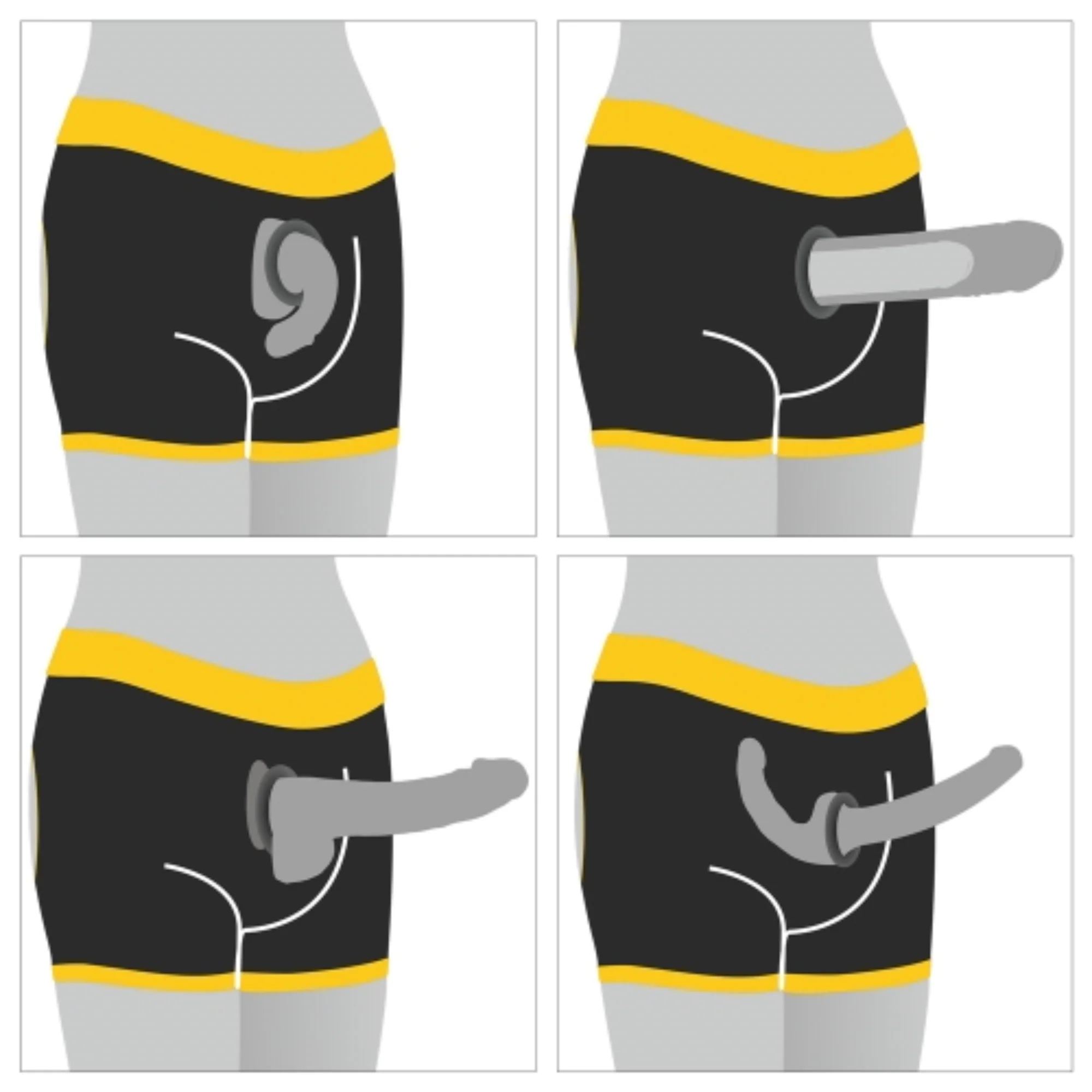 INGEN Unisex Horny Strap-On Shorts with Silicone O-Ring