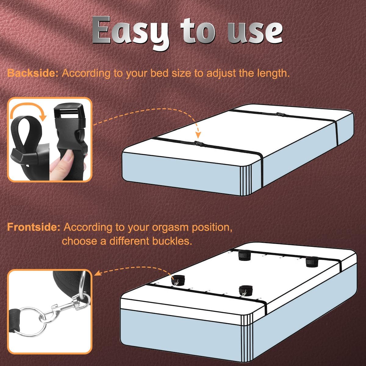 Under the Bed Bondage Restraint System with Padded Quick Release Cuffs