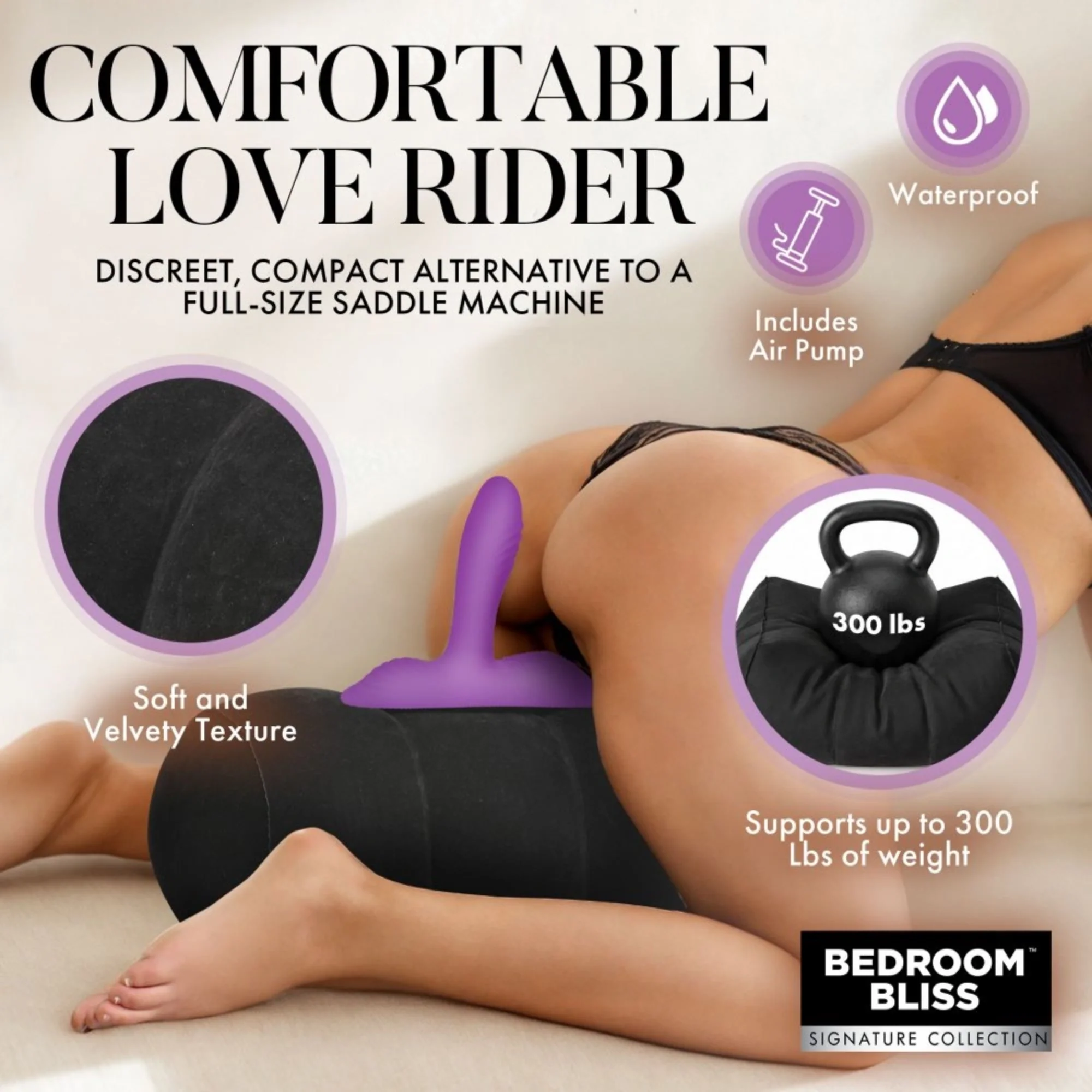 Bedroom Bliss Love Rider Inflatable Cushion with Detachable Vibrating G-Spot Grinder