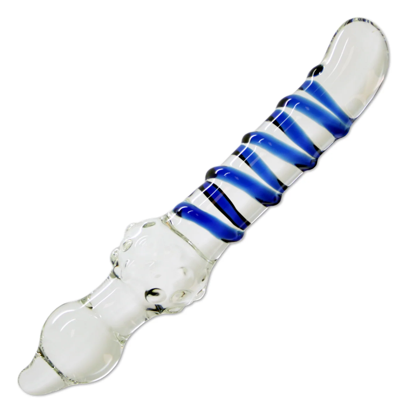 Dual Ended Glass Dildo With Beaded and Swirled Textures