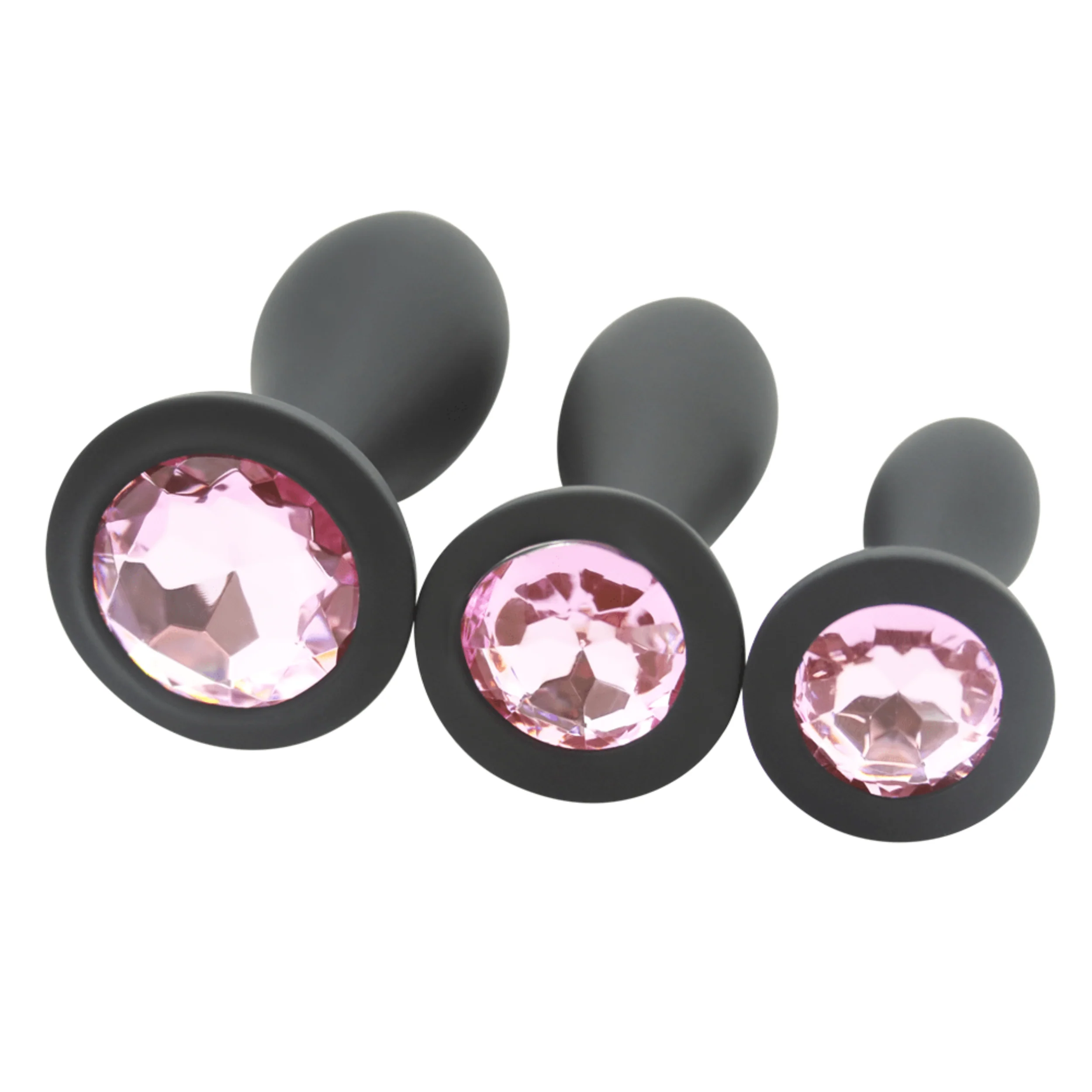 Bulbed Silicone Jewel Butt Plug With Removable Double-Sided Gem