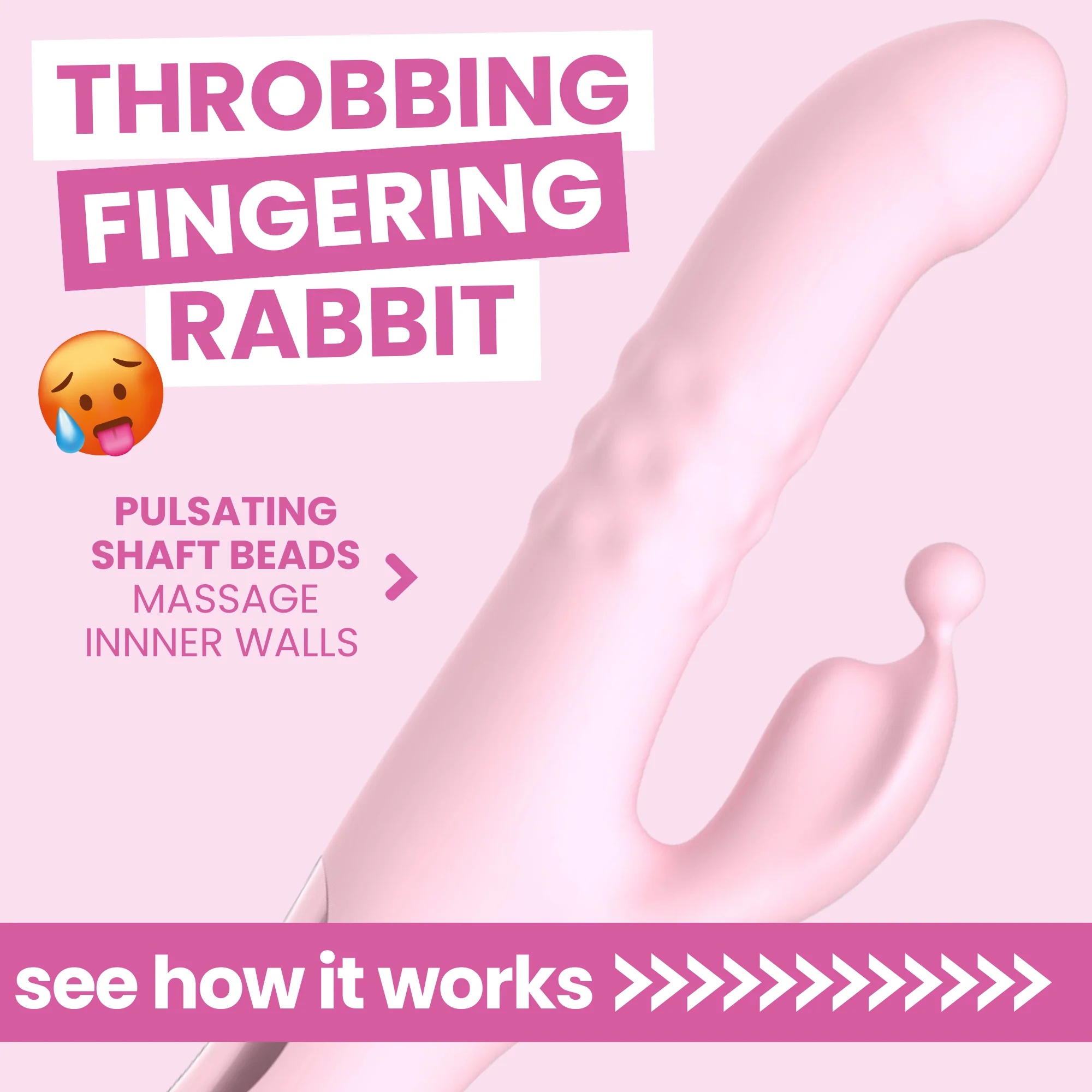 Pink Pearl Pulsing and Fingering Dual Action Vibrator - Triple Your Pleasure!