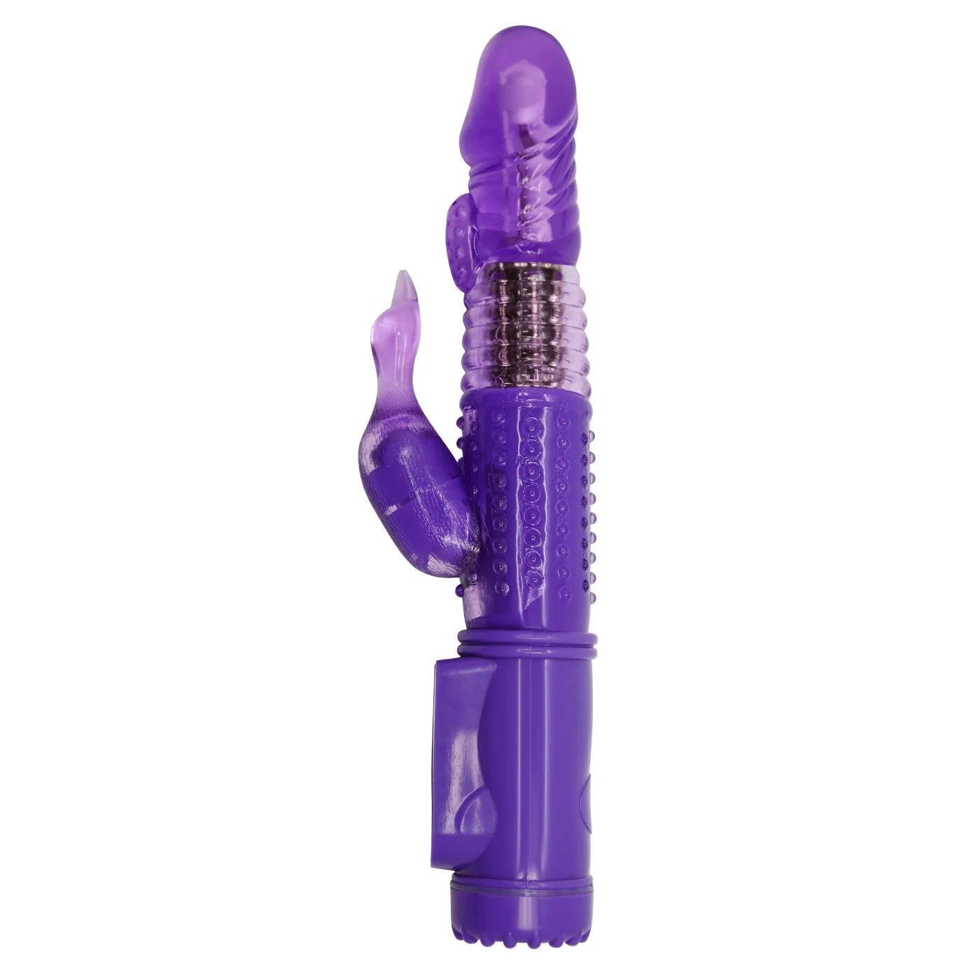 Rotating Dual Action Vibrator with Textured Shaft and Clitoral Stimulation