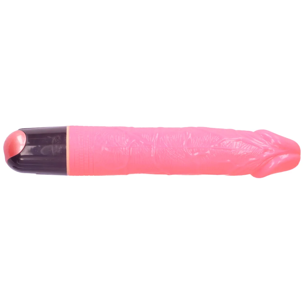 9.5 Inch 长款血管纹理振动 Pink 假阳具 带多速旋钮