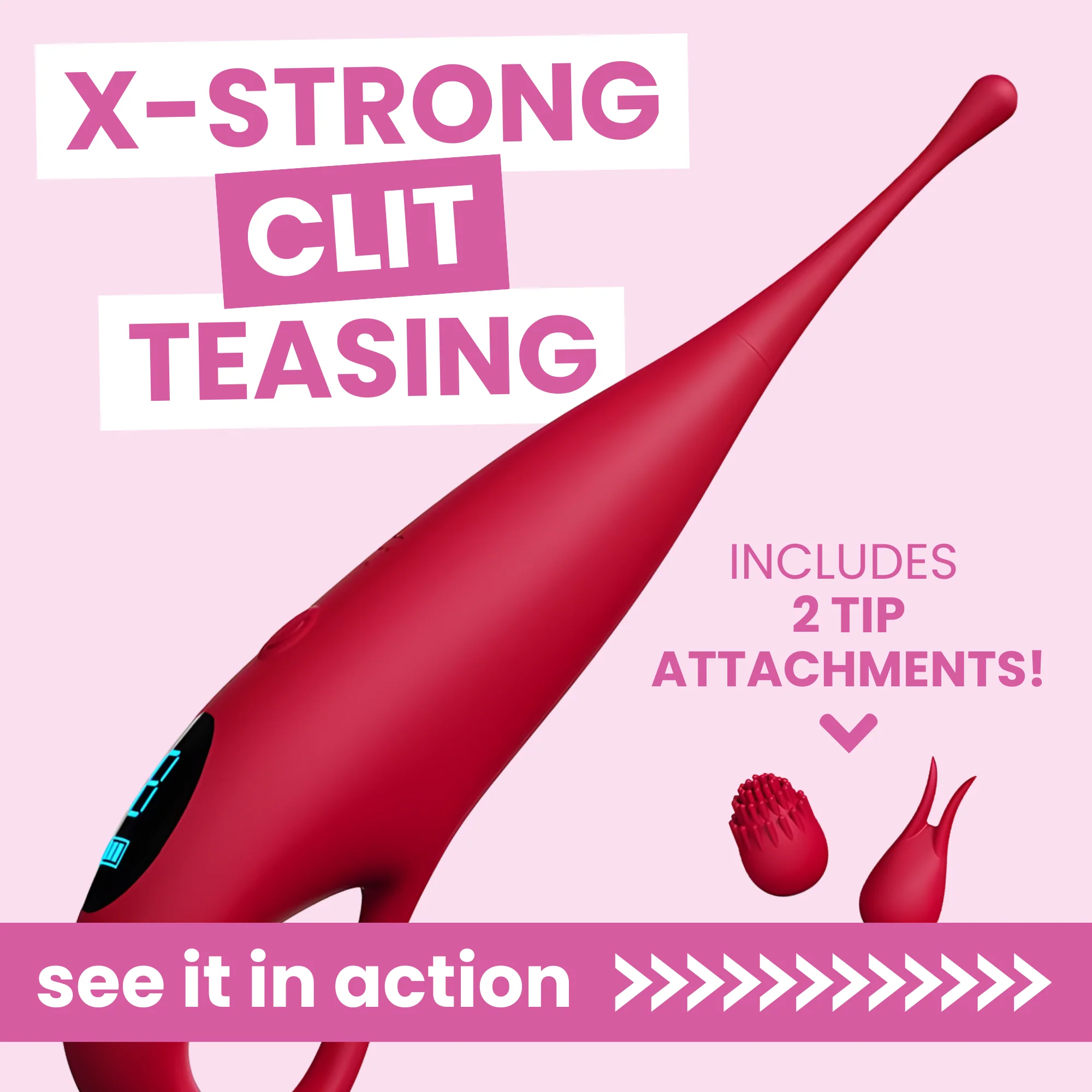 Pinpoint Clit Vibe with 9 Vibration Modes and Two Tip Attachments