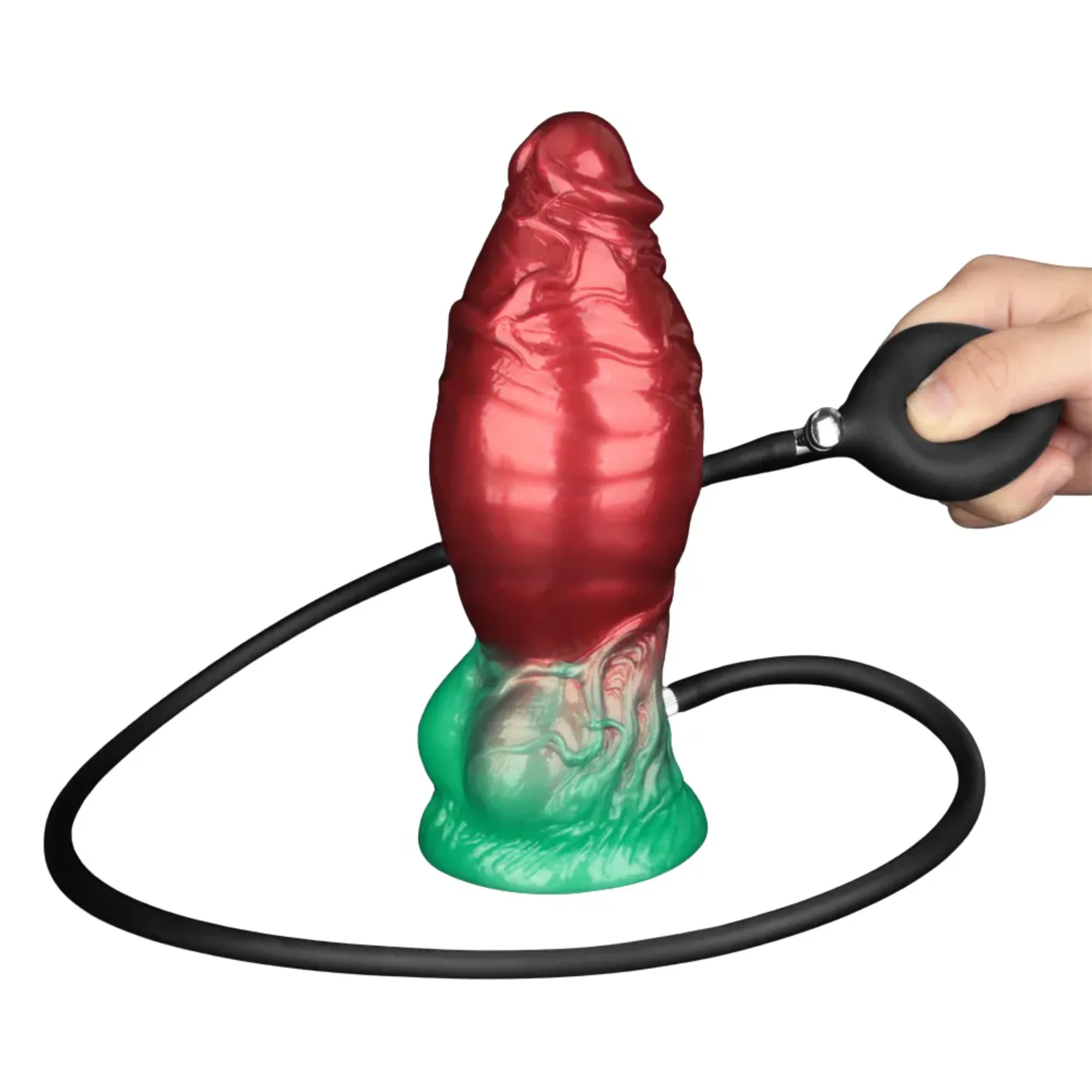 Inflatable Fantasy Dildo with Squeeze Pump for Stretching and Gaping