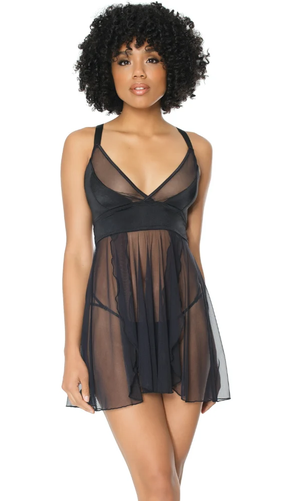Coquette Sheer Babydoll Lingerie Set with G-String Panty