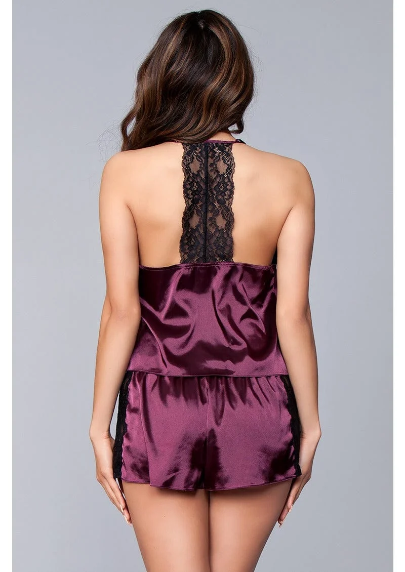Jasmina Satin Cami and Short Set with Lace Trim