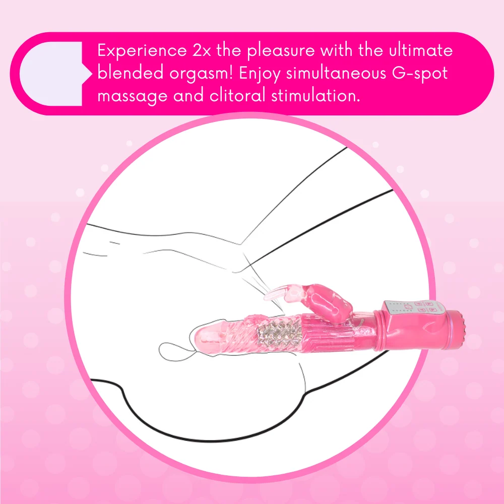 9 Inch Rotating Rabbit Vibrator with Dual-Action Clit Stimulation in Pink