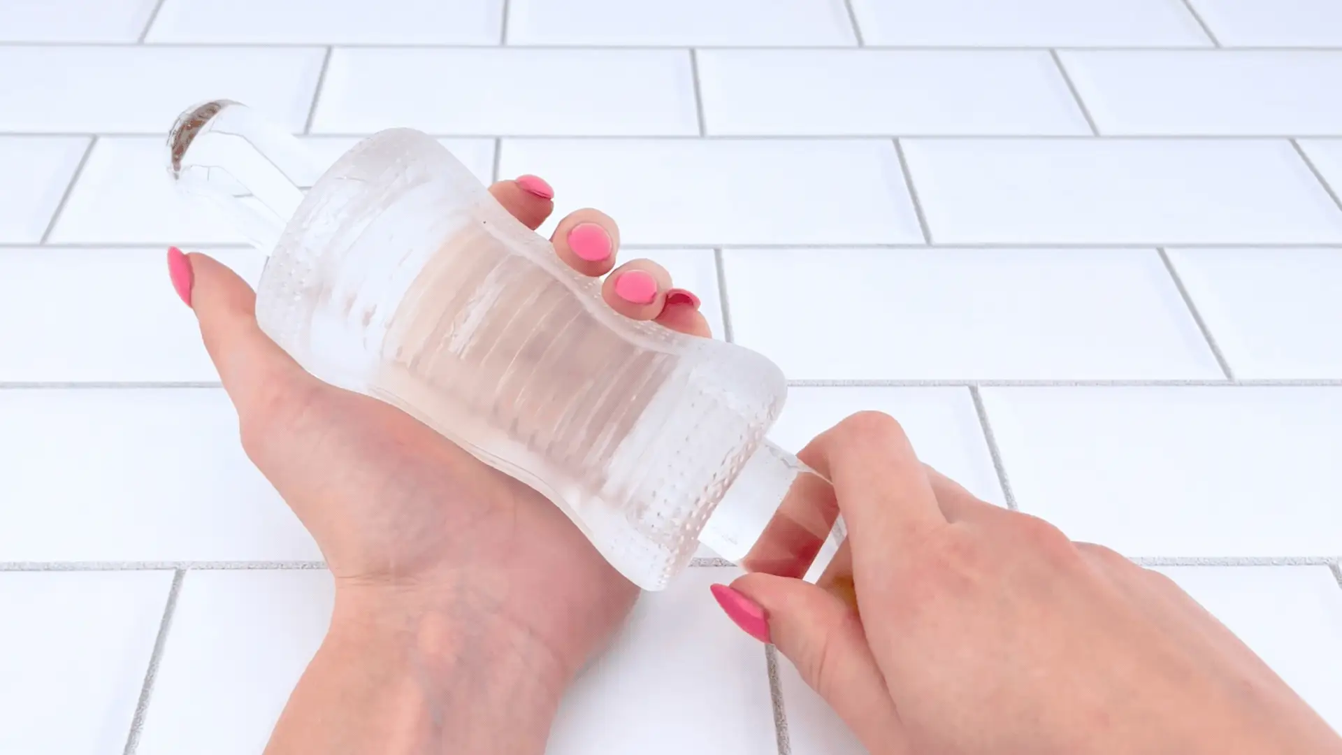 Super Stretchy Clear Ribbed Male Masturbator for Solo and Couples Play