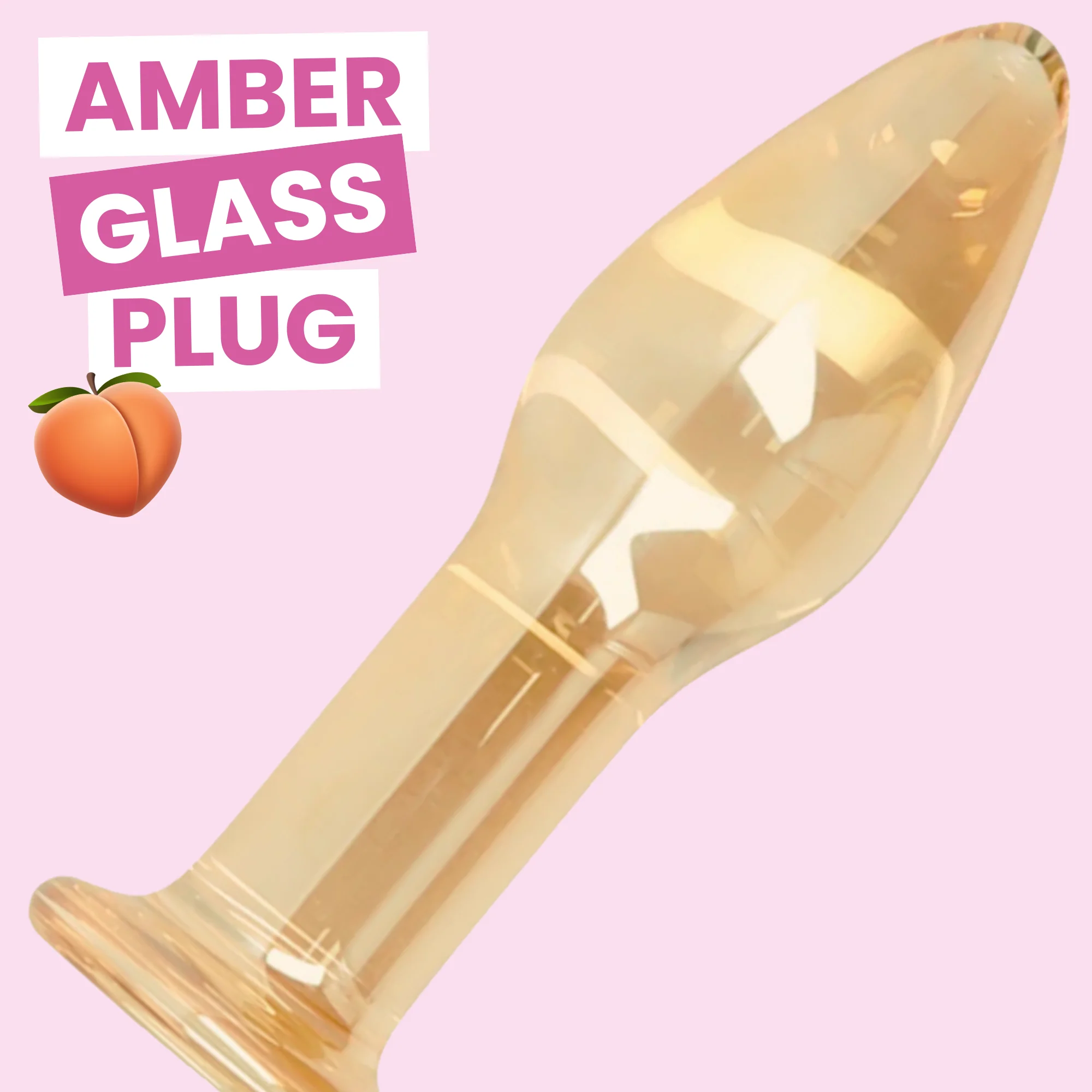 Amber Tapered Glass Anal Plug for Beginners and Temperature Play