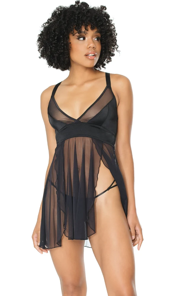 Coquette Sheer Babydoll Lingerie Set with G-String Panty