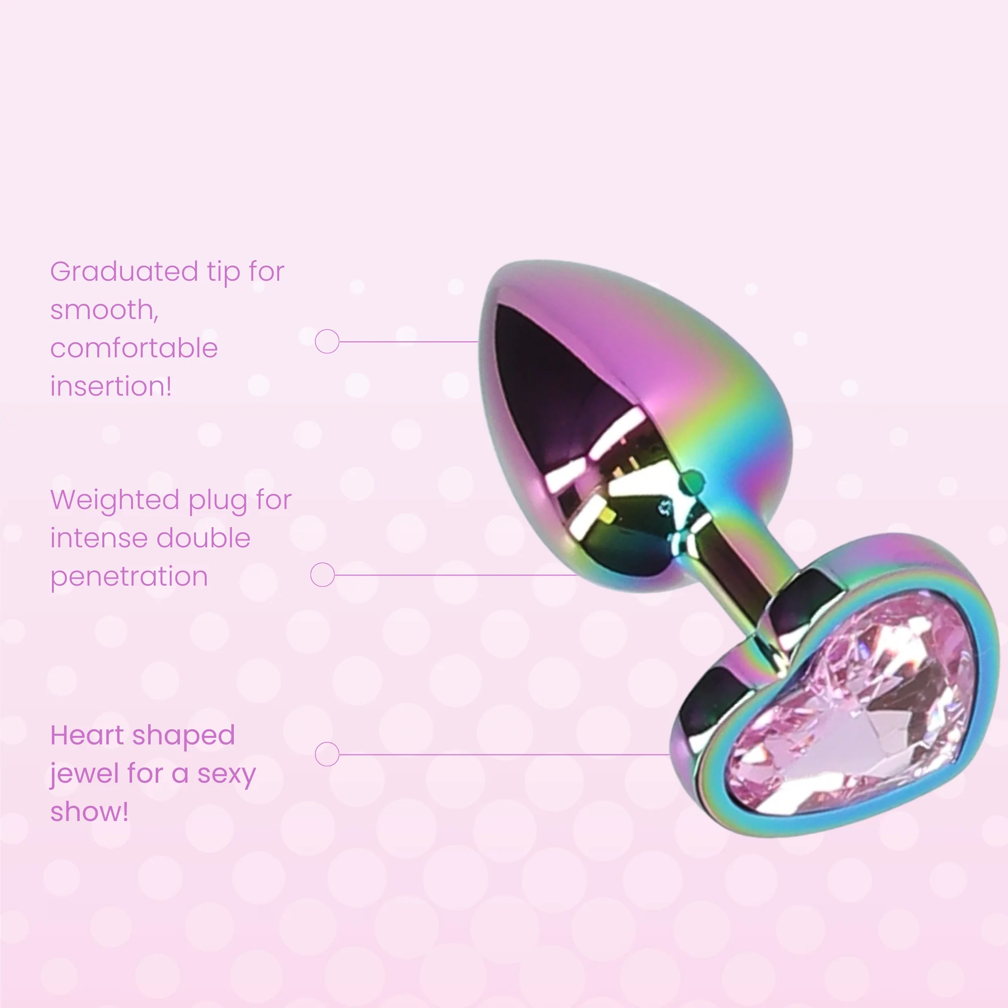 Rainbow Faux Jeweled Metal Butt Plug for Temperature Play