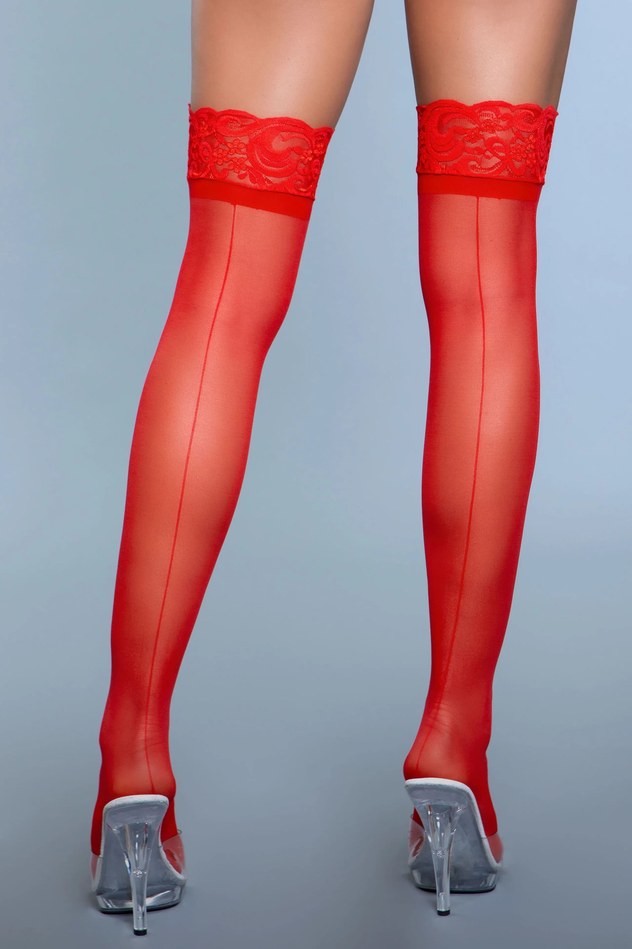 BeWicked Keep A Secret Sheer Lace Top Thigh High Stockings With Backseam