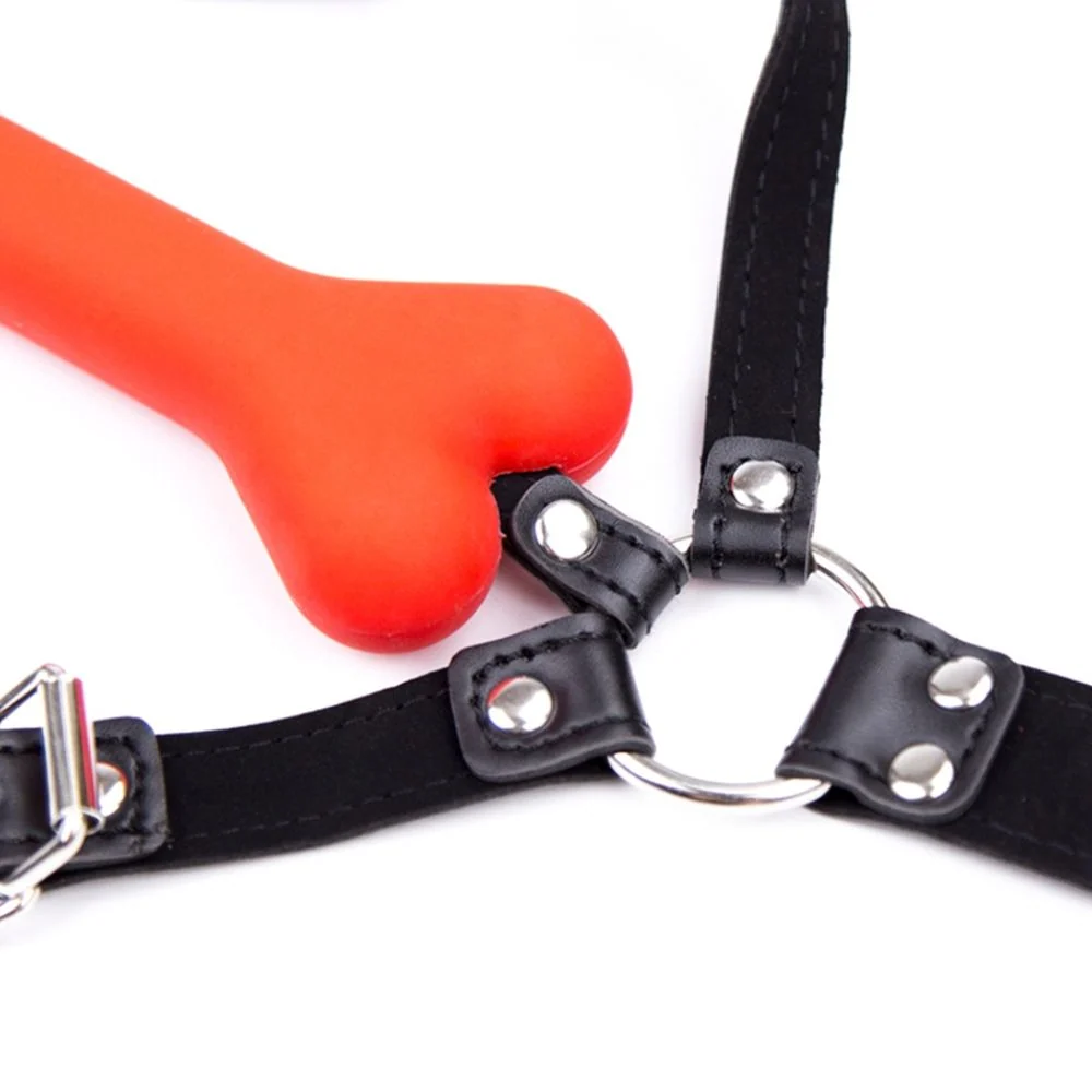 Bone Gag Head Harness in 2 Colors with Silicone Bone Gag