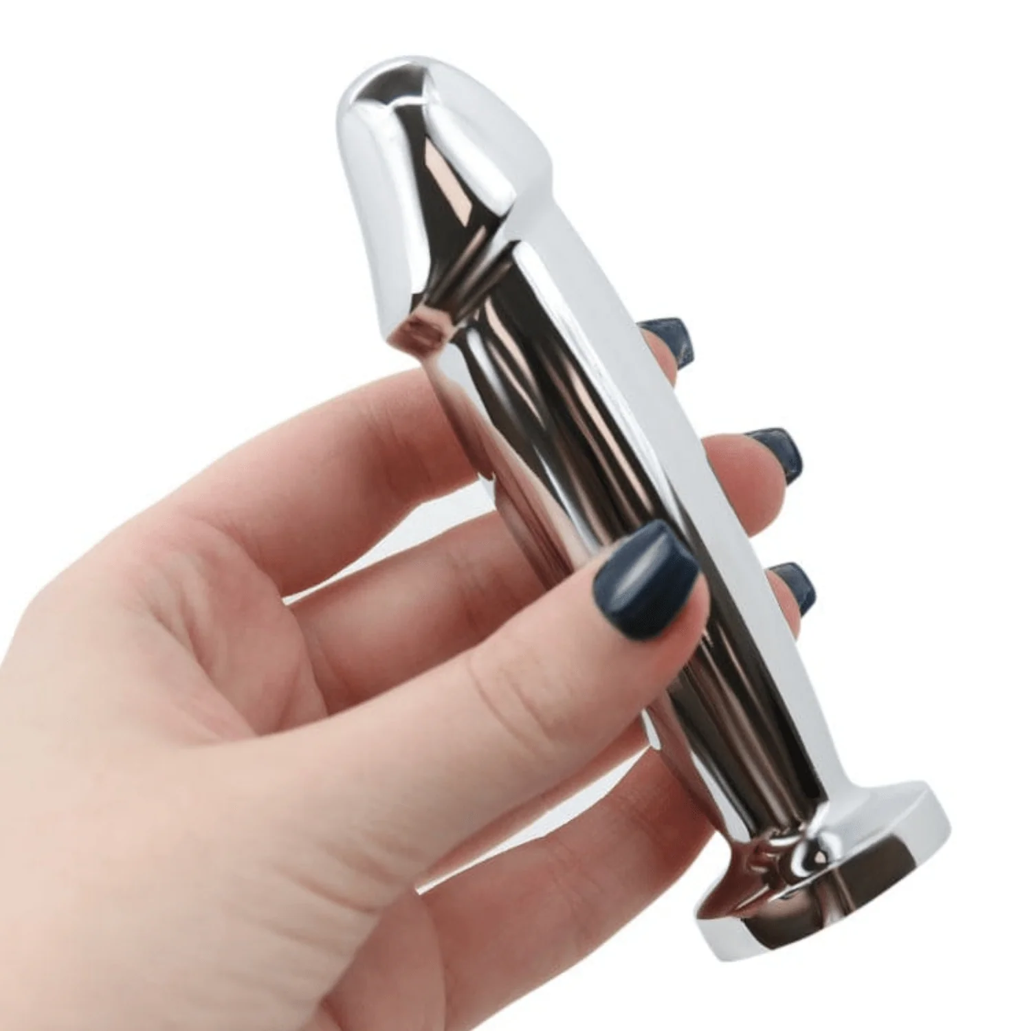 Penis Shape Metal Anal Plug Dildo With Jeweled Base