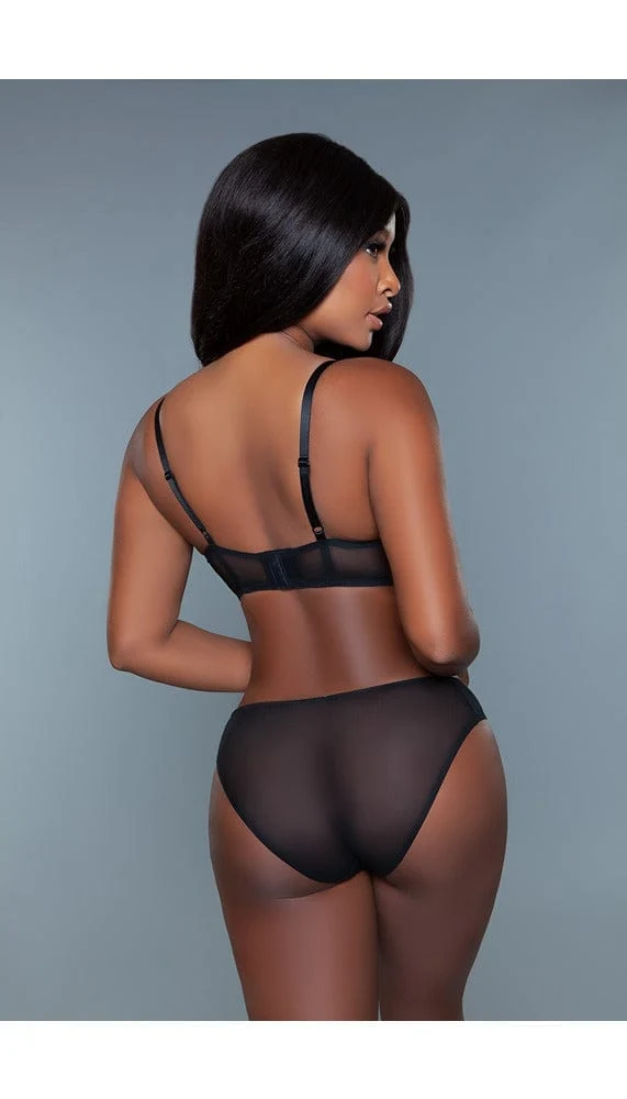 Nadine Low-Rise Bikini Panty with Embroidered Mesh Frame
