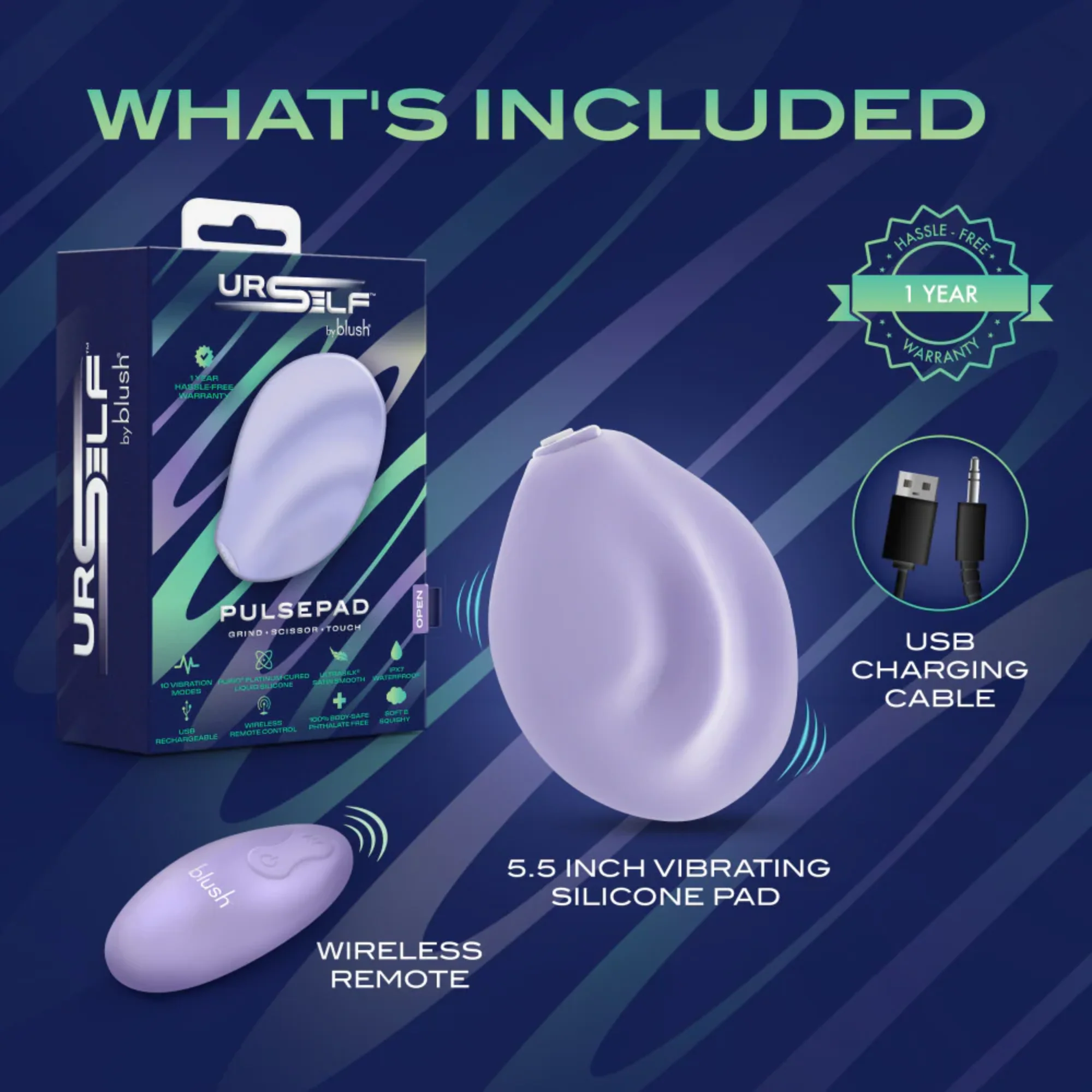 Urself Pulse Pad Rechargeable Silicone Grinder with Remote