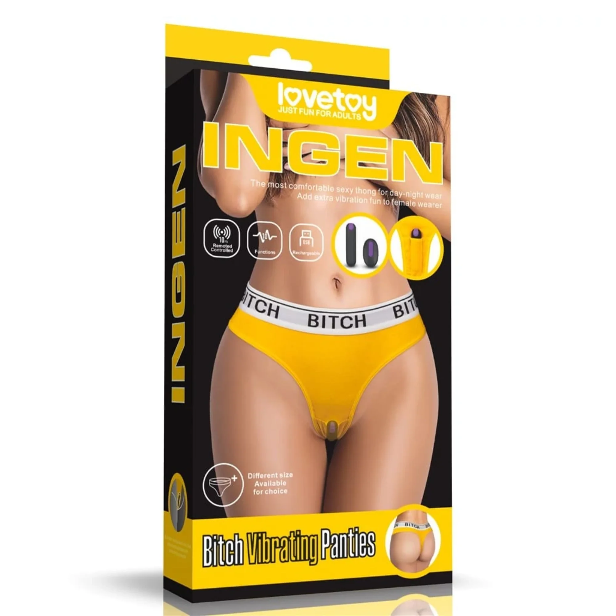 INGEN Bitch Vibrating Panties Remote Control Thong with Rechargeable Bullet
