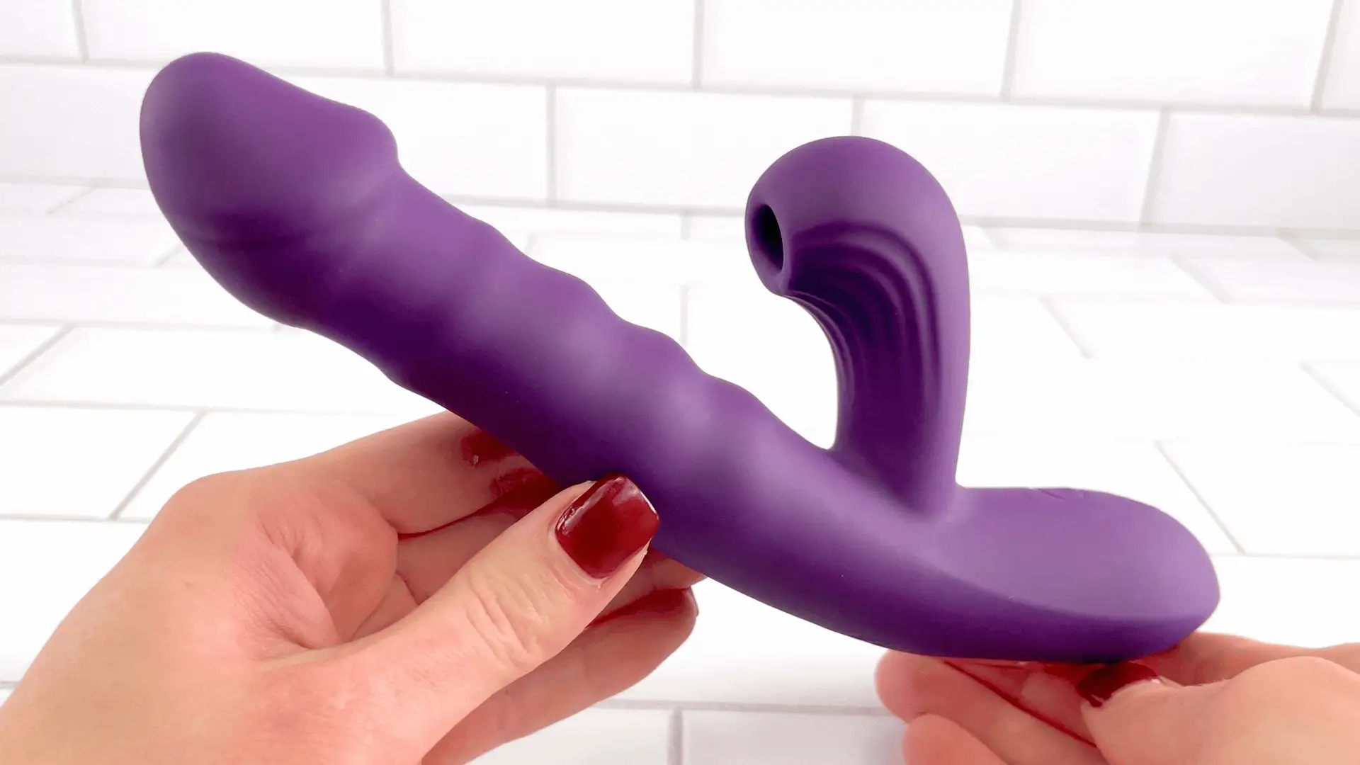 Suck and Thrust Dual Action Vibrator With Air Pulse and Thruster