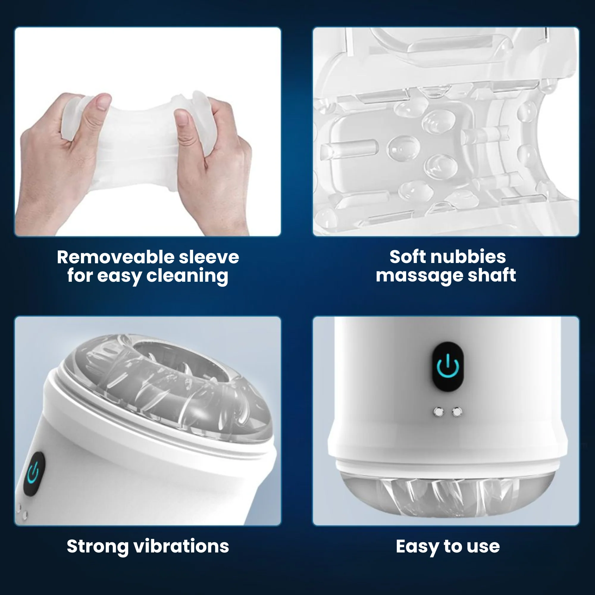 Open-Ended Vibrating Male Masturbator with Nubby Jelly Sleeve