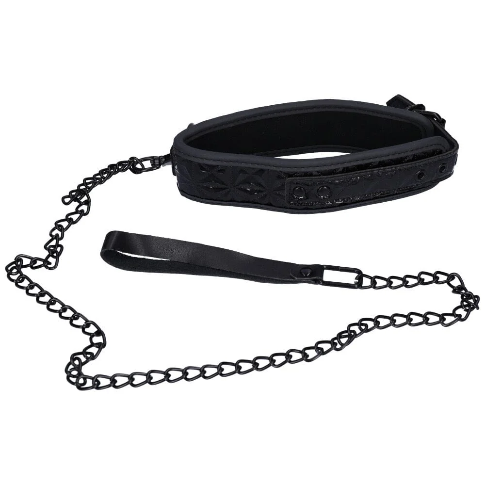 Dark Amour Fetish Leather Collar and Leash Set