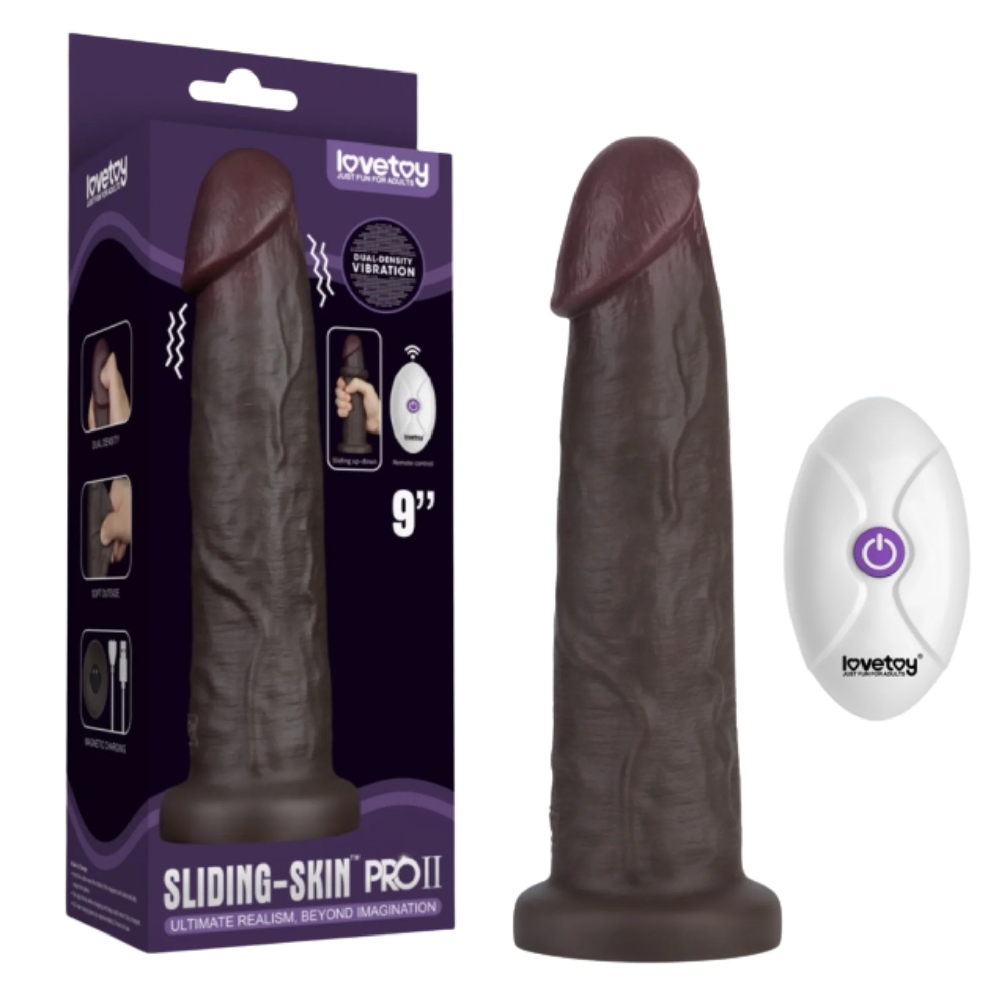 9" Sliding Skin Pro II Dual Layer Silicone Dildo - Feels Better Than The Real Thing!